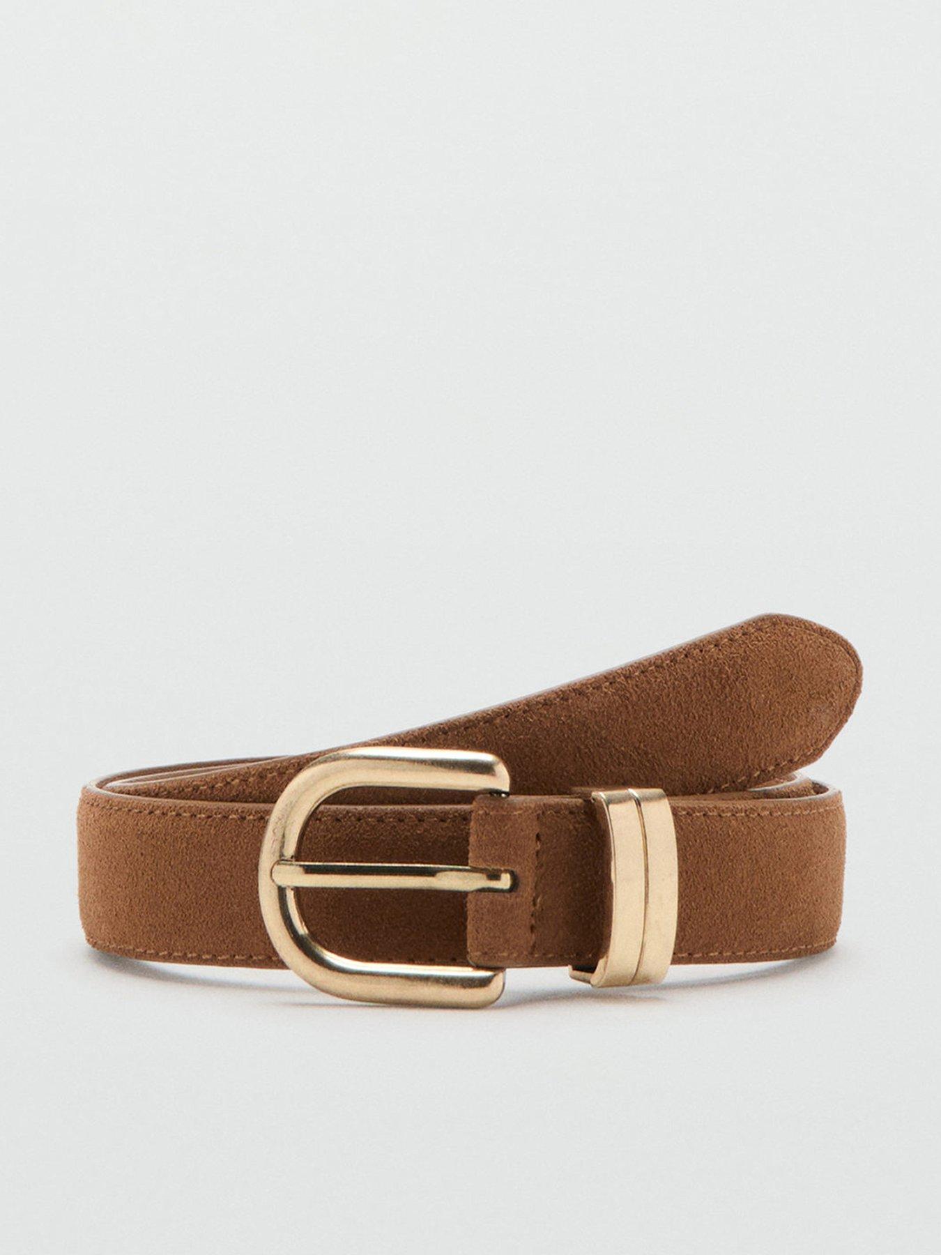 Mango Suede Leather Belt - Brown