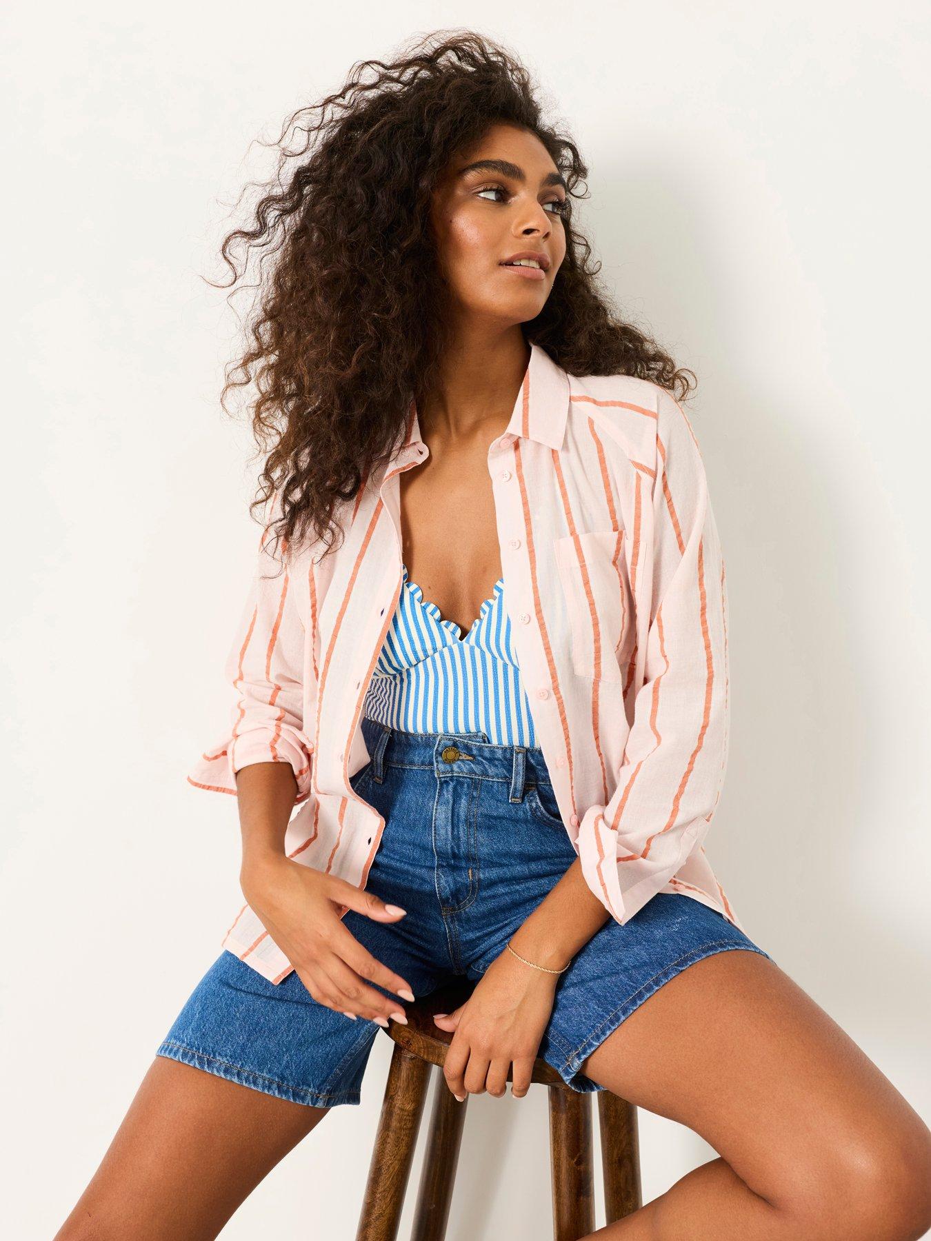 Image 4 of 6 of FatFace Bessie Stripe Shirt - Pink