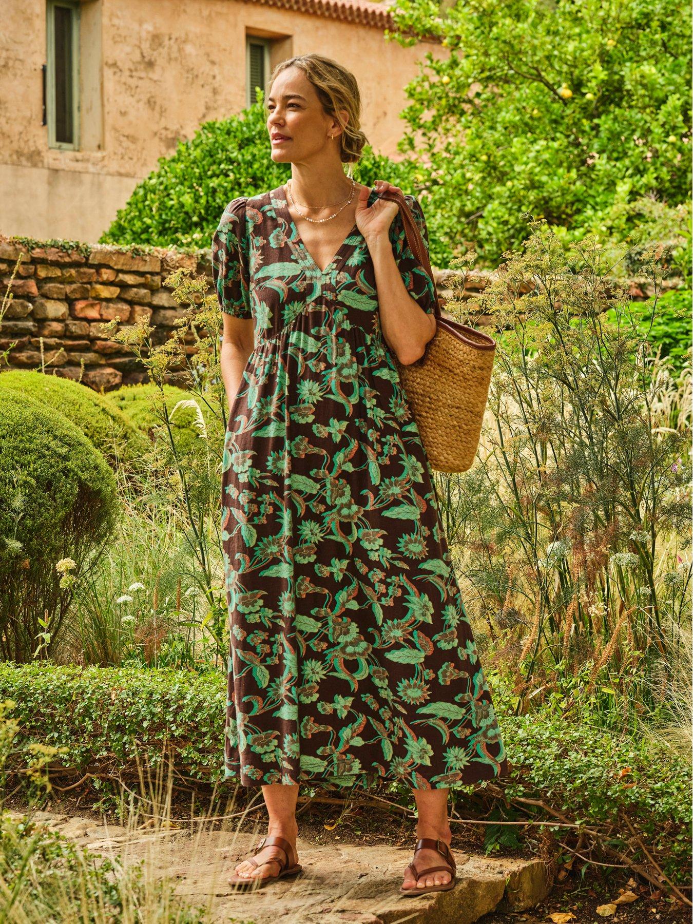 FatFace Remi Batik Midi Dress - Brown