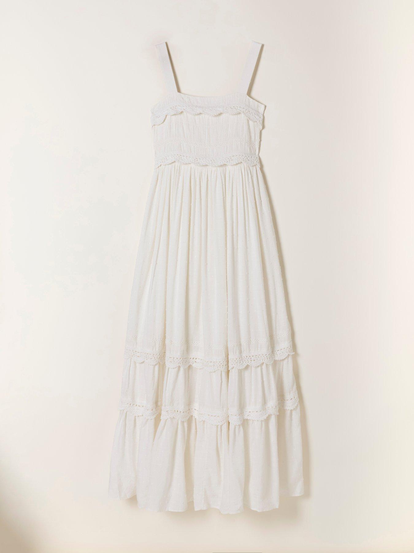 Image 6 of 6 of FatFace Clara Dobby Midi Dress - Cream