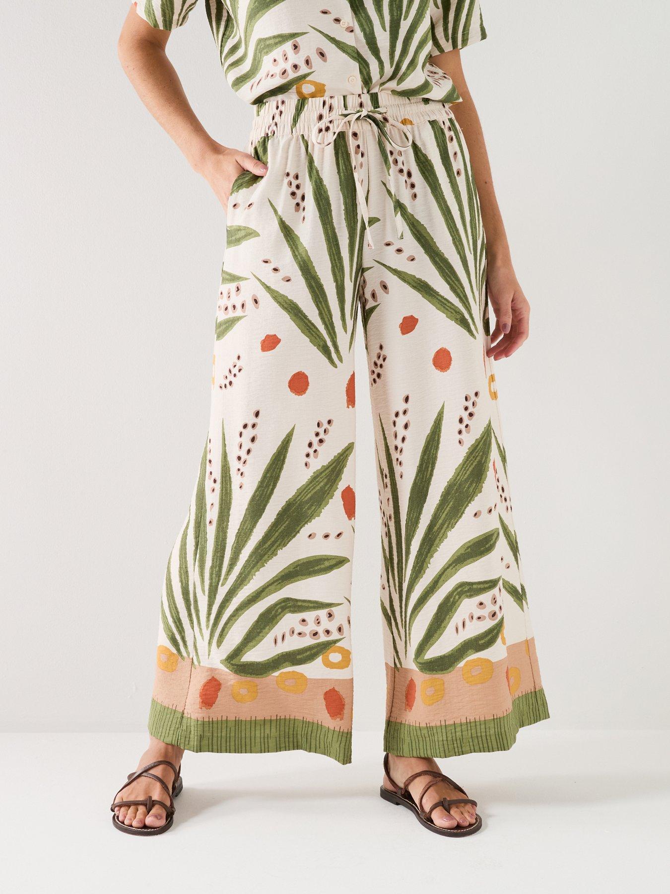 JDY Jdynellie Palazzo Print Woven Trousers - Cream
