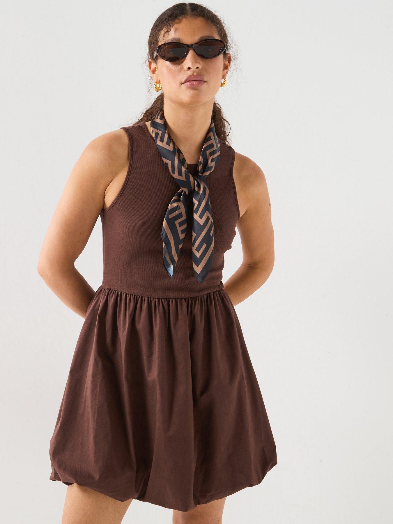 PIECES Penya Sleeveless Mini Dress - Brown