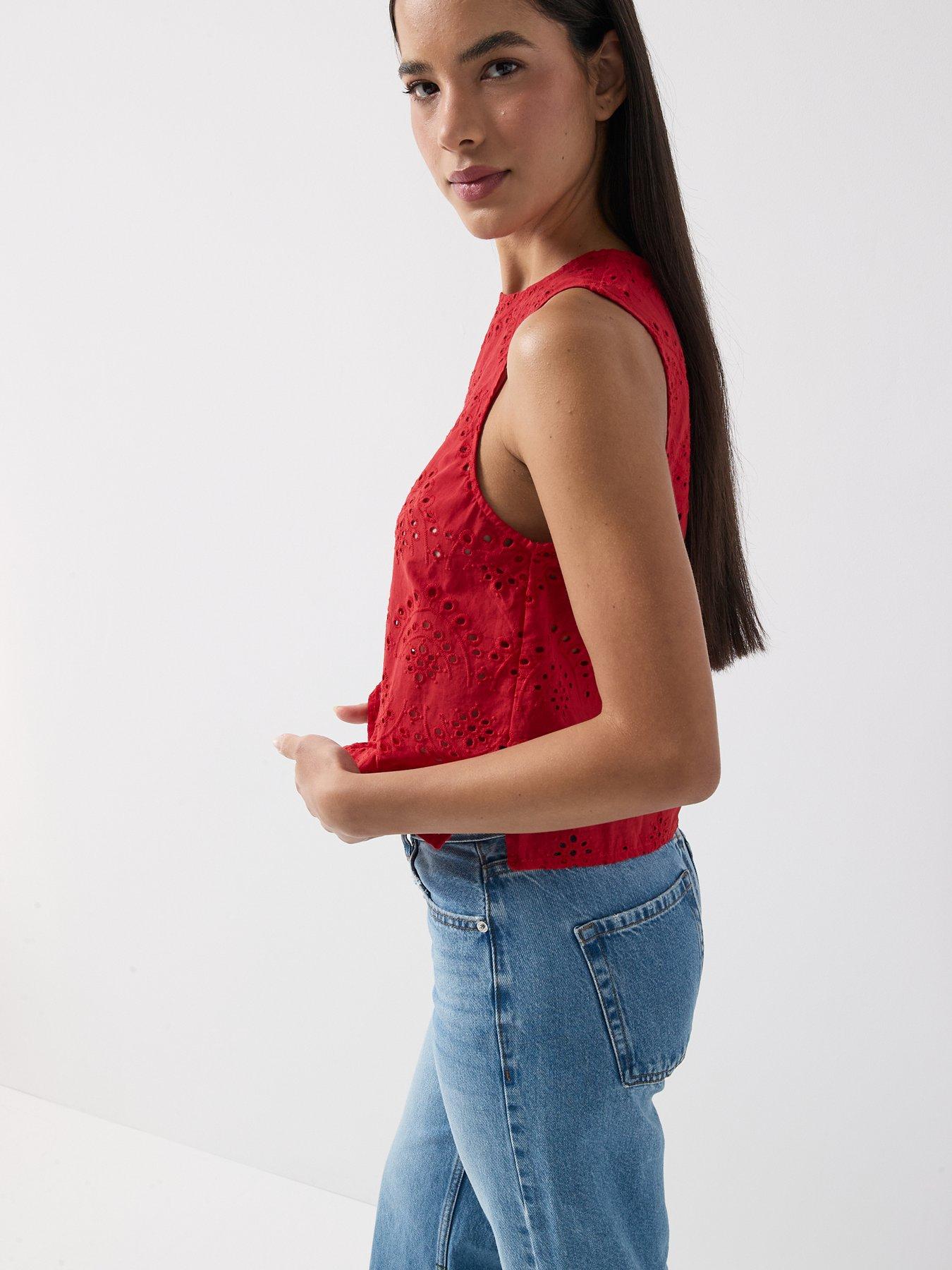 Image 4 of 5 of PIECES Pcvilde Sleeveless O-Neck Top - Red