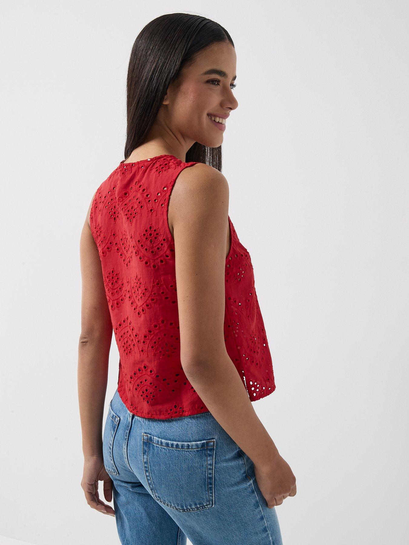 Image 5 of 5 of PIECES Pcvilde Sleeveless O-Neck Top - Red