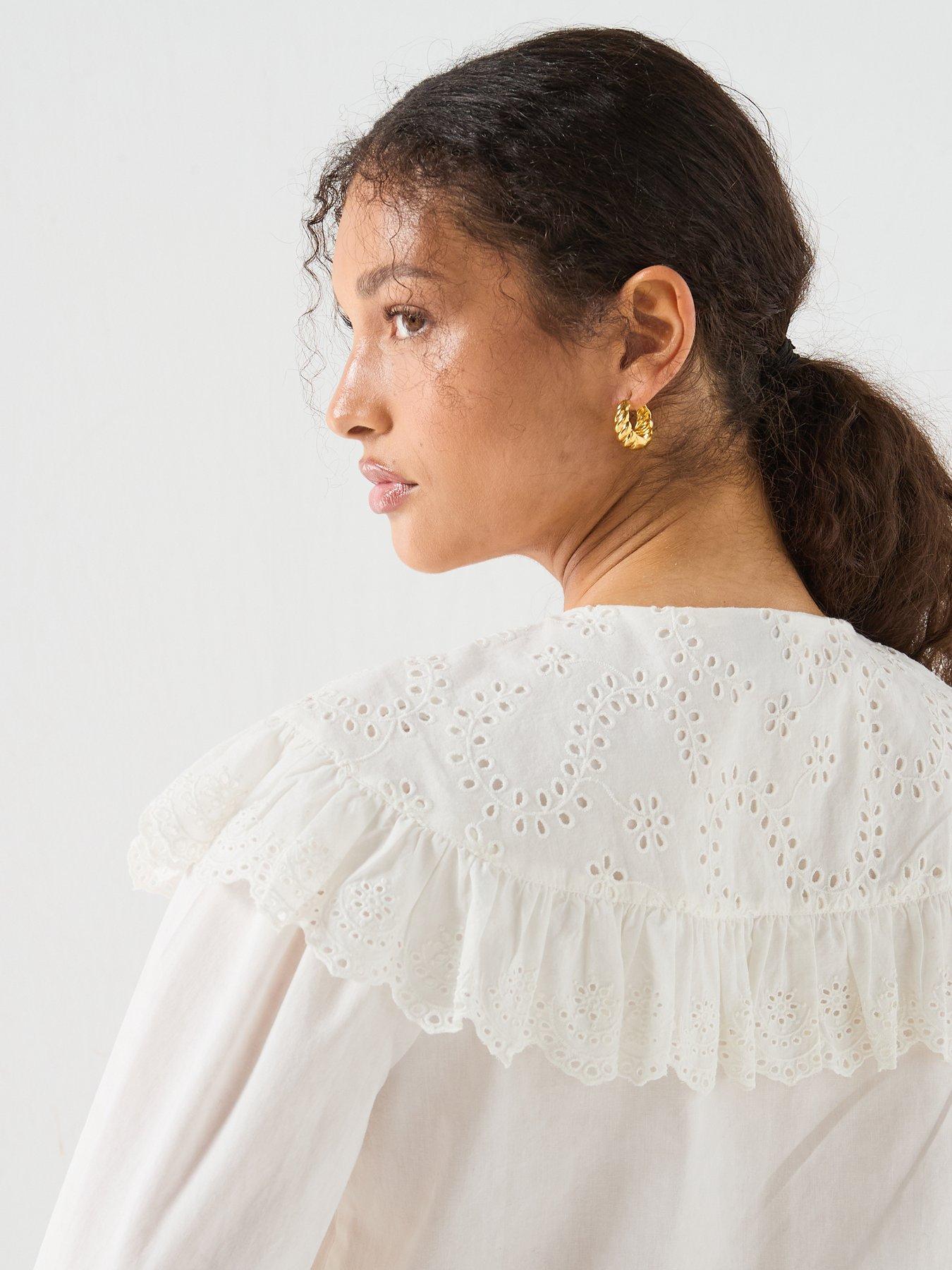 Image 4 of 6 of Vero Moda Collar Long Sleeve Shirt - White