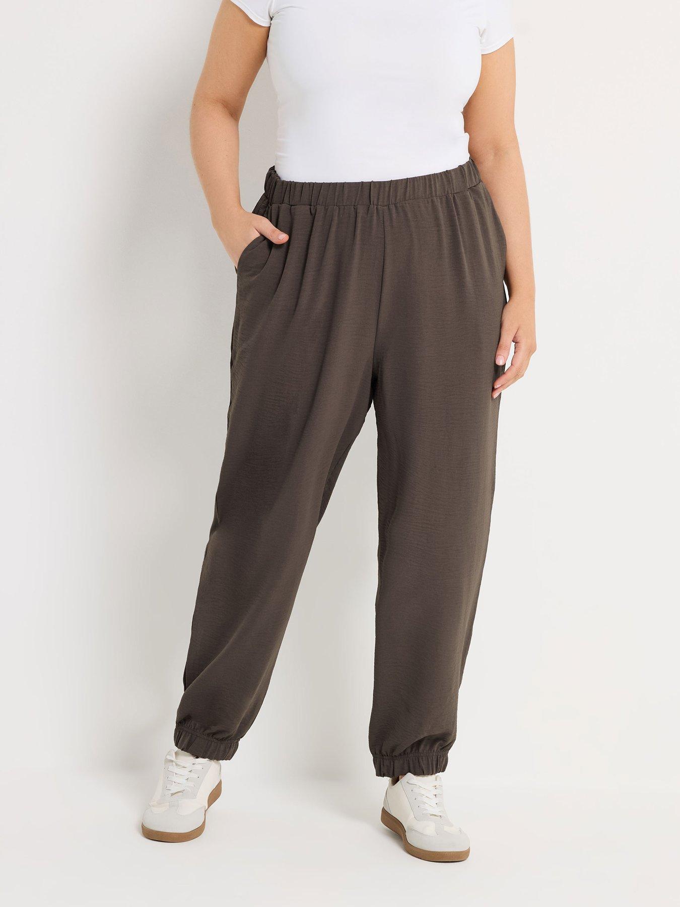 Image 1 of 5 of Yours Curve Airflow Balloon Trousers - Brown