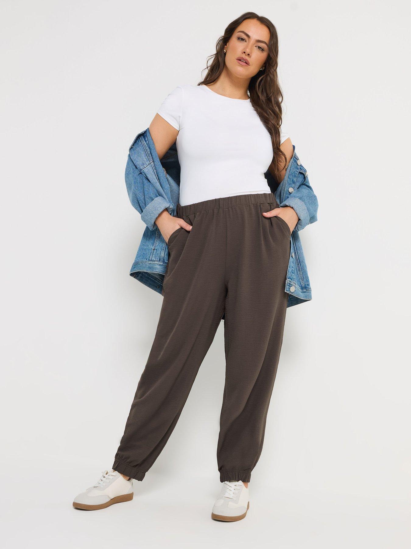 Image 3 of 5 of Yours Curve Airflow Balloon Trousers - Brown