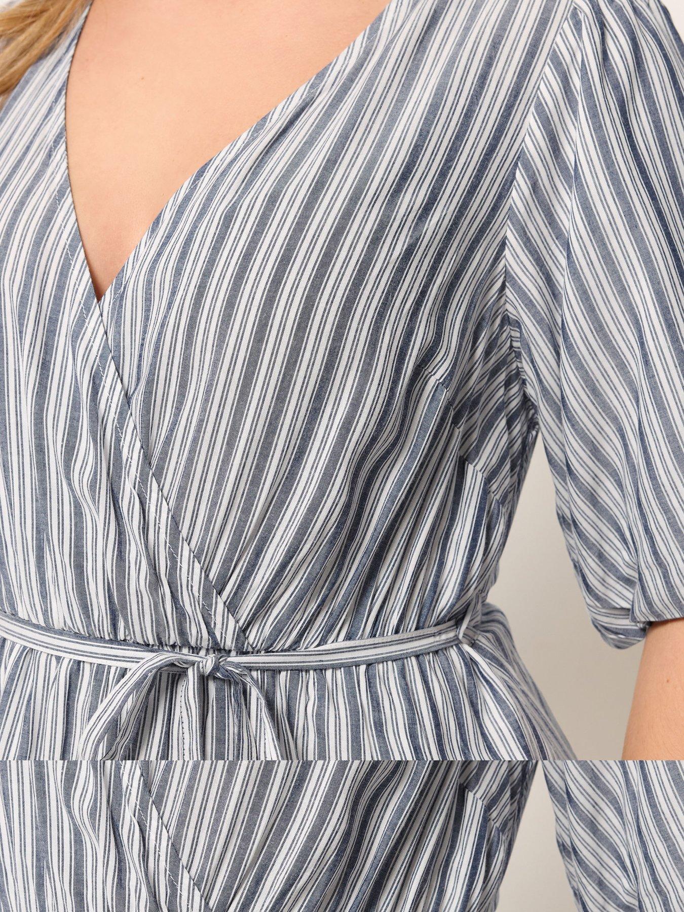 Image 4 of 5 of Yours Curve Striped Wrap Dress