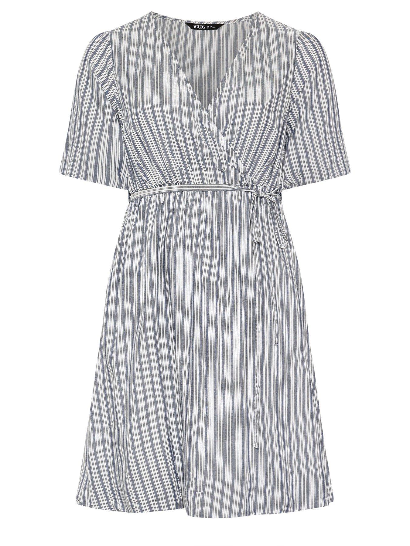 Image 5 of 5 of Yours Curve Striped Wrap Dress