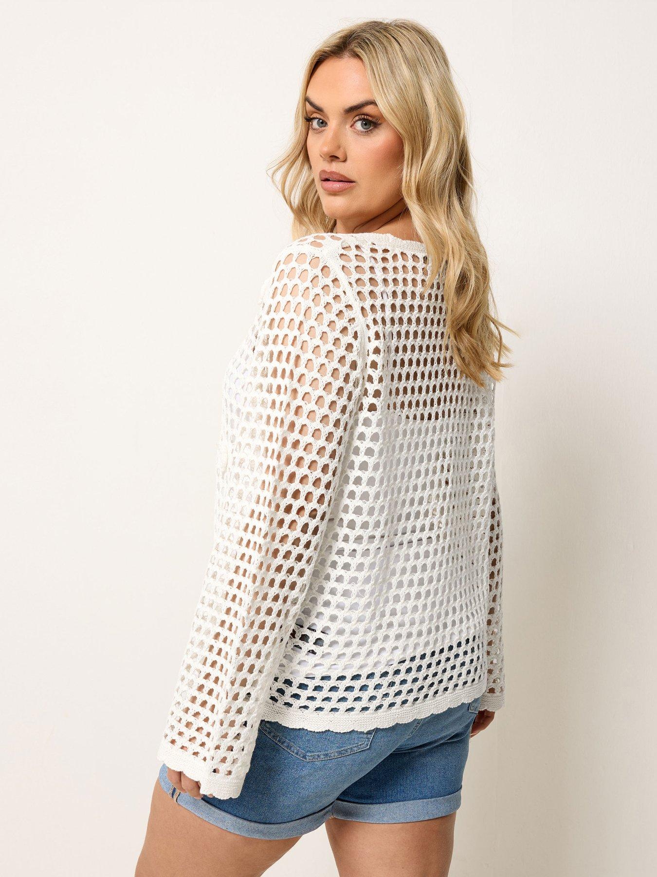 Image 2 of 5 of Yours Curve Flower Applique Shrug - White