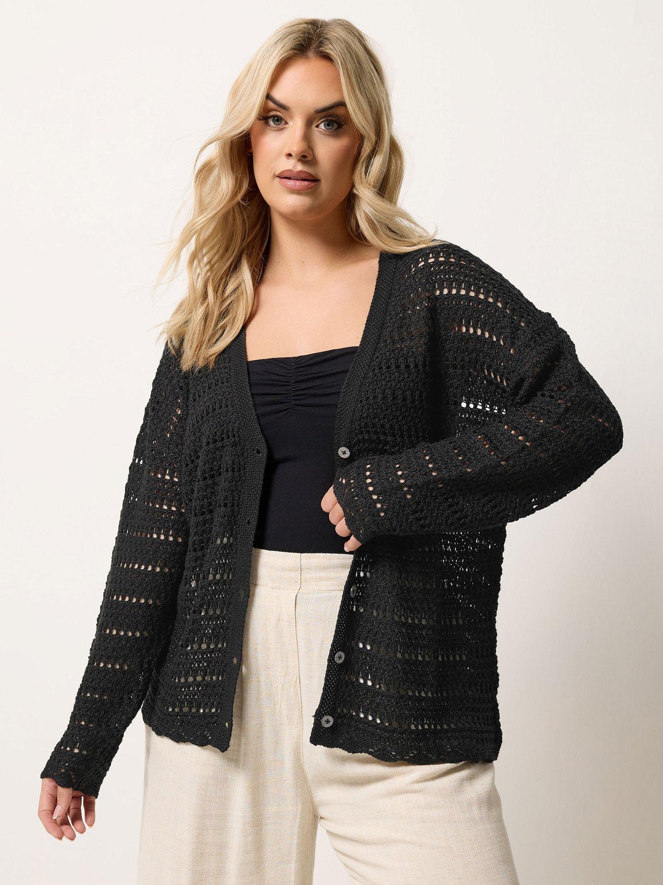 Yours Curve Pointelle Stitch Button Cardigan