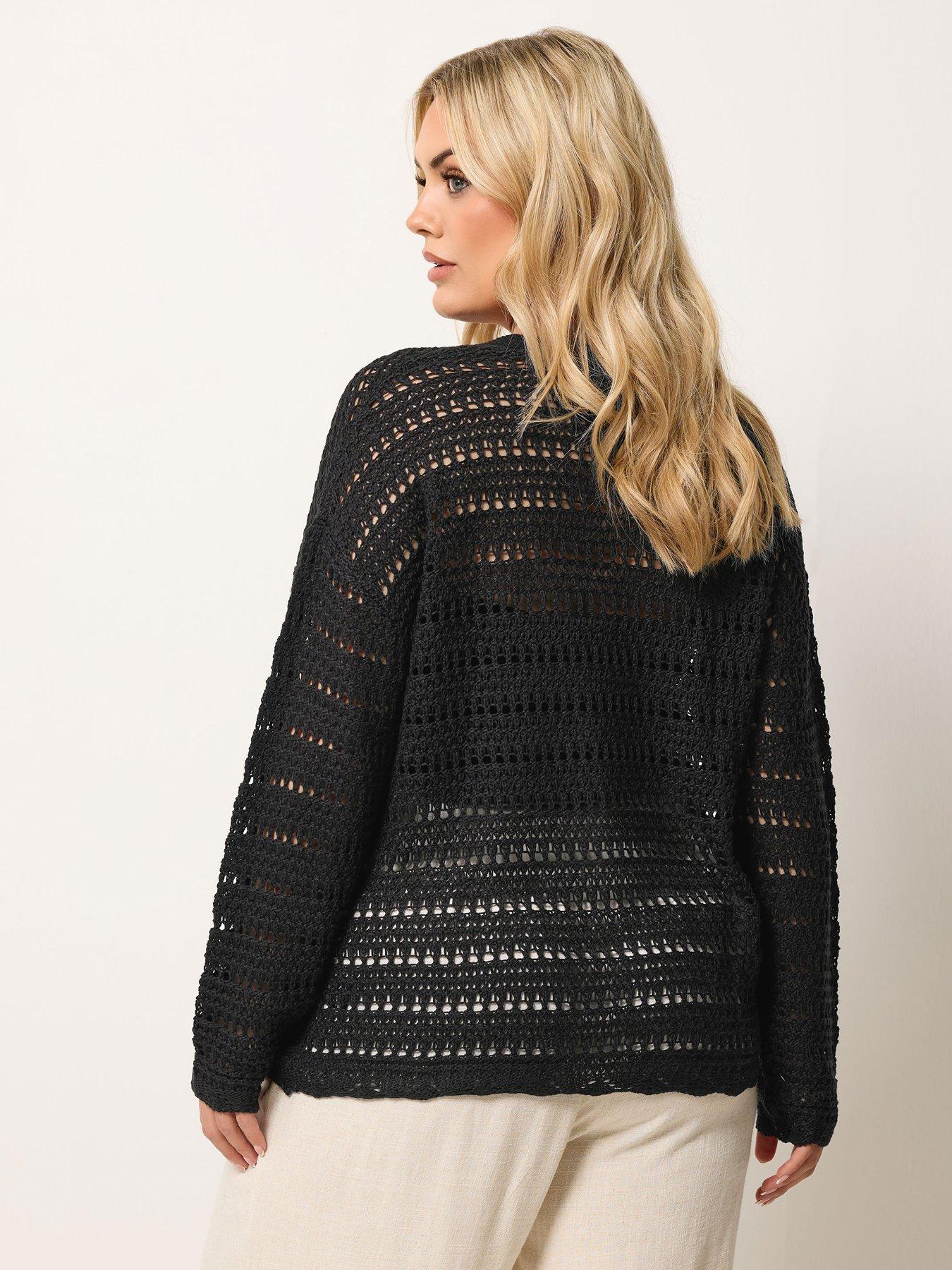 Image 2 of 5 of Yours Curve Pointelle Stitch Button Cardigan