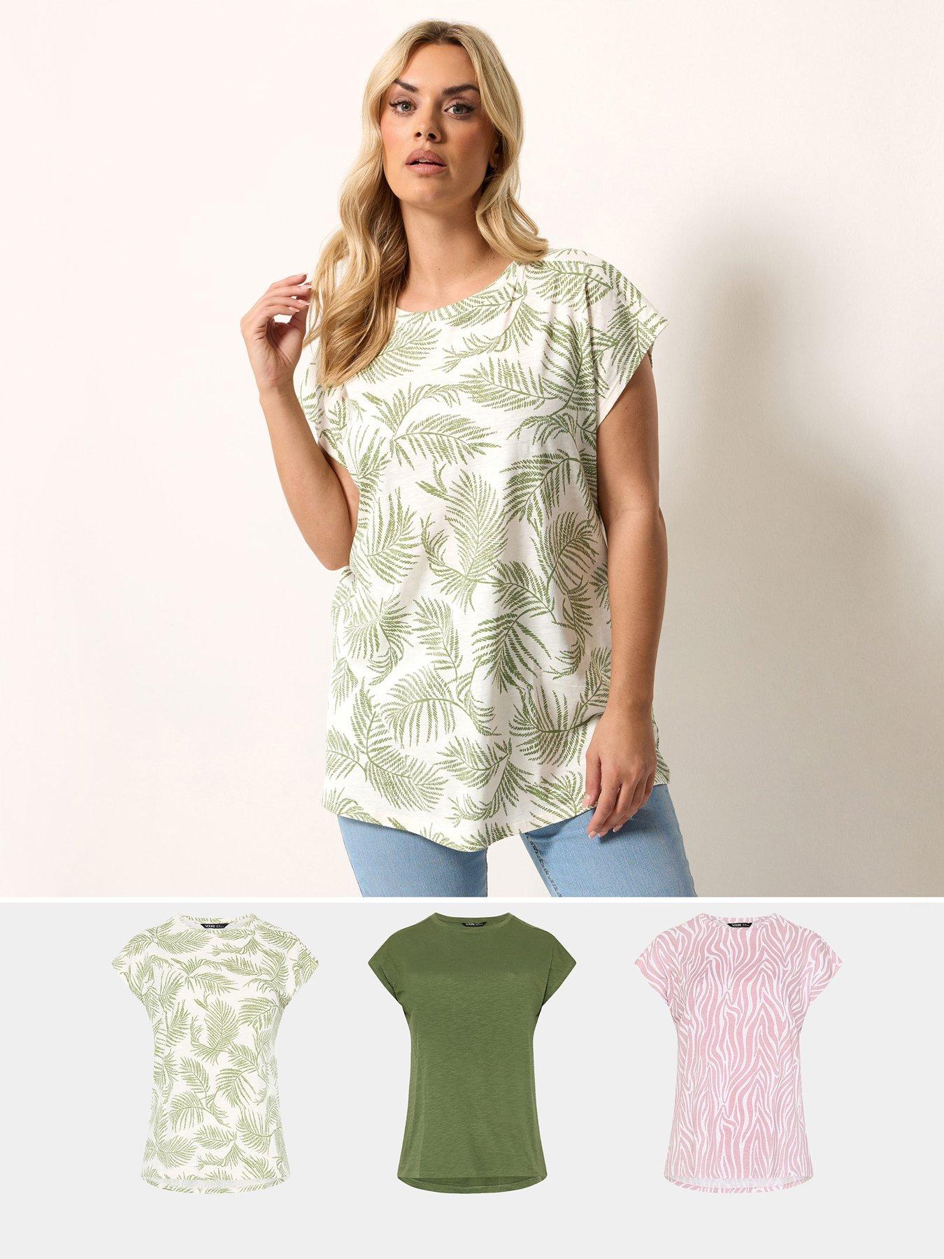 Image 1 of 6 of Yours Curve 3 Pack Grown On Sleeve T-shirts