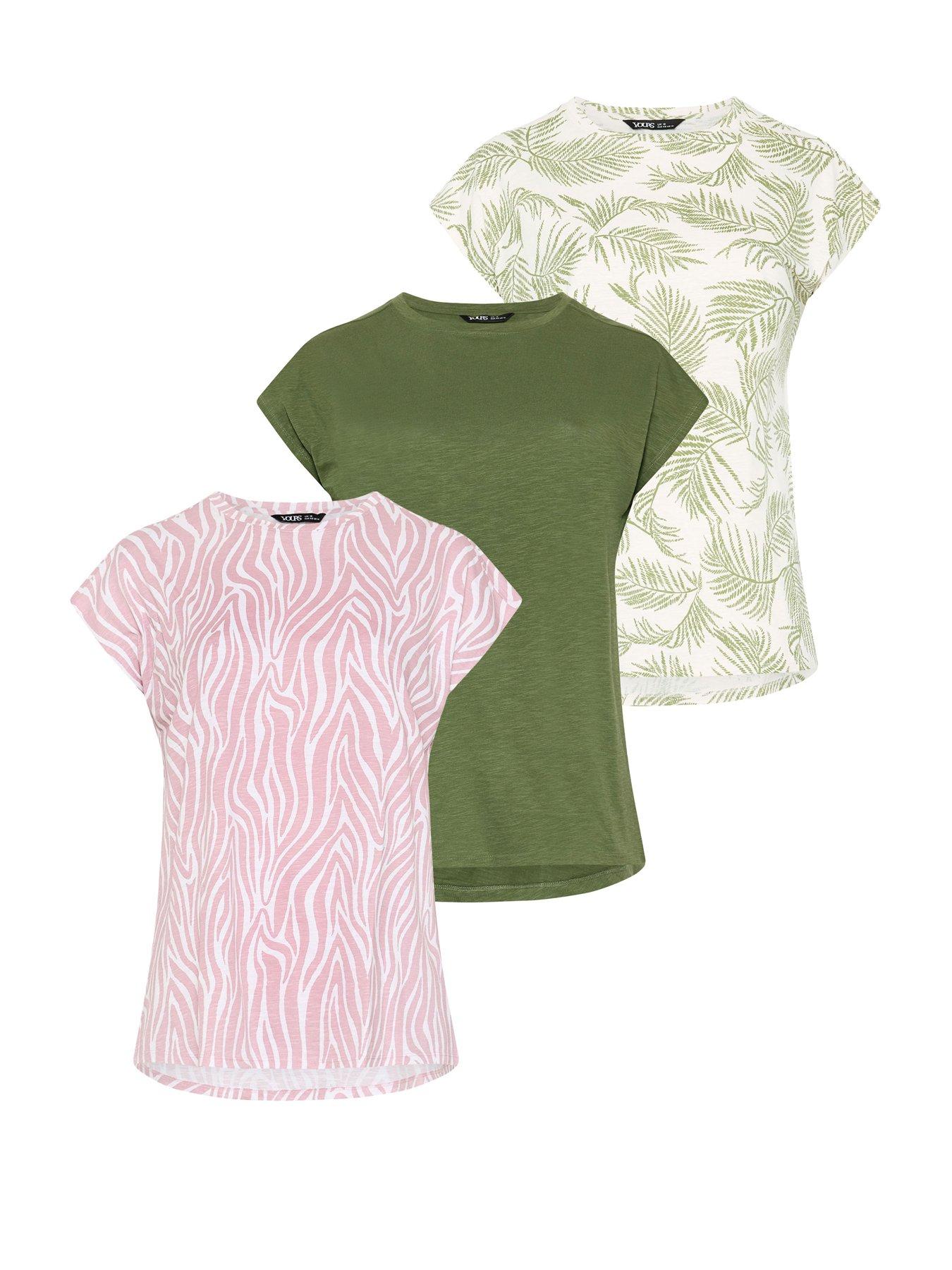 Image 6 of 6 of Yours Curve 3 Pack Grown On Sleeve T-shirts