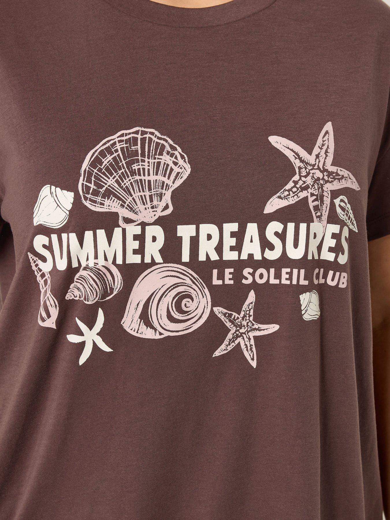 Image 4 of 5 of Yours Curve Placement T-Shirt - Brown