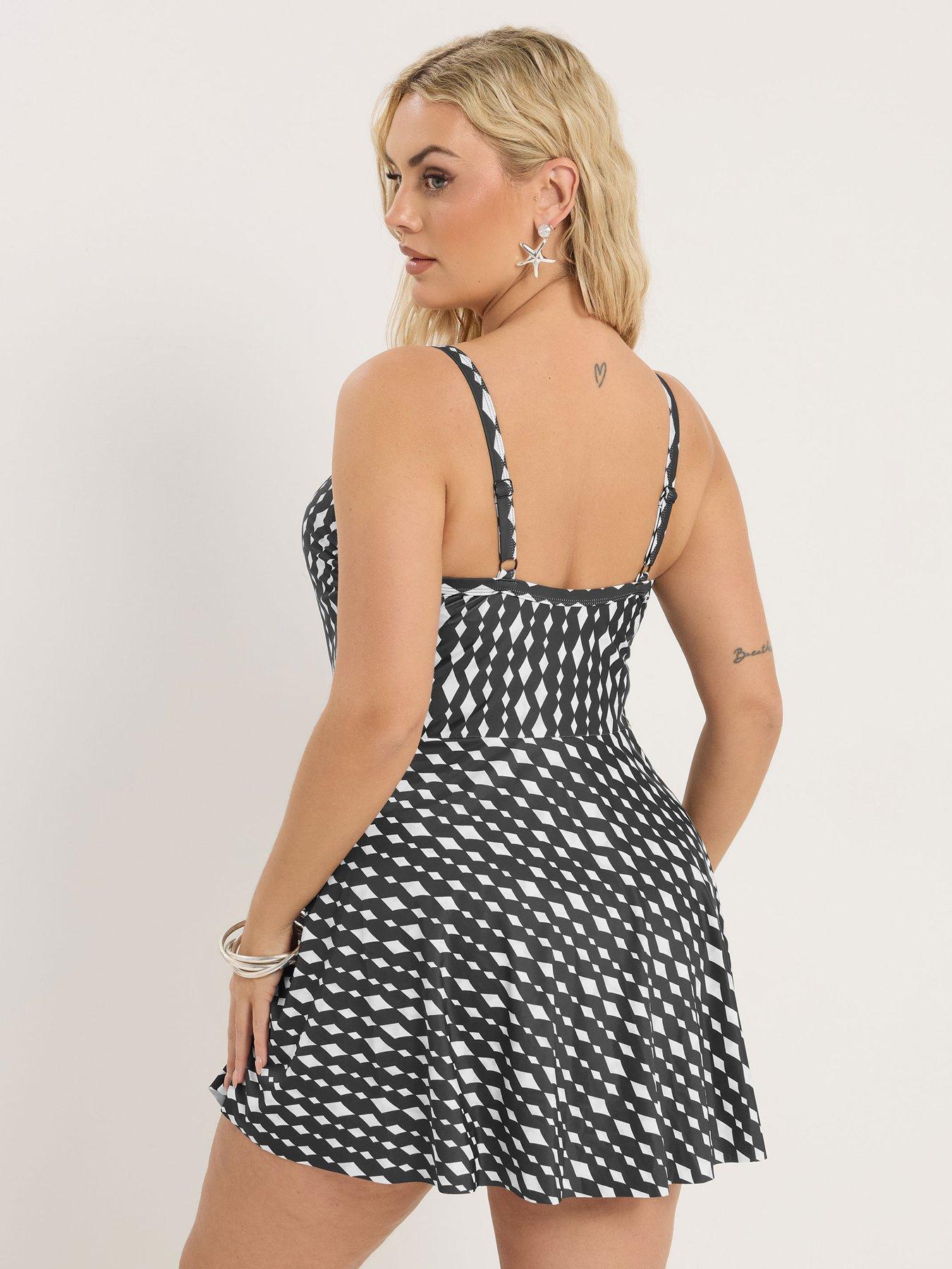 yours-curve-diamond-wrapover-swimdress-blackstillFront