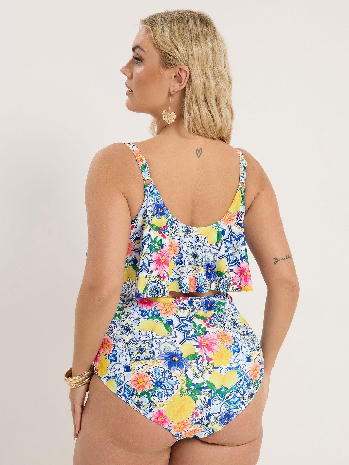 yours-curve-tile-print-frill-bikini-top-whitestillFront