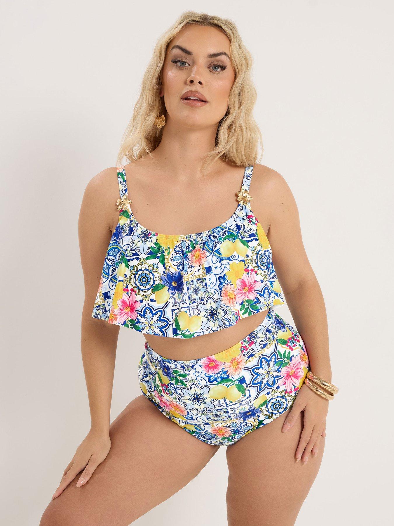 yours-curve-tile-print-frill-bikini-top-whiteoutfit