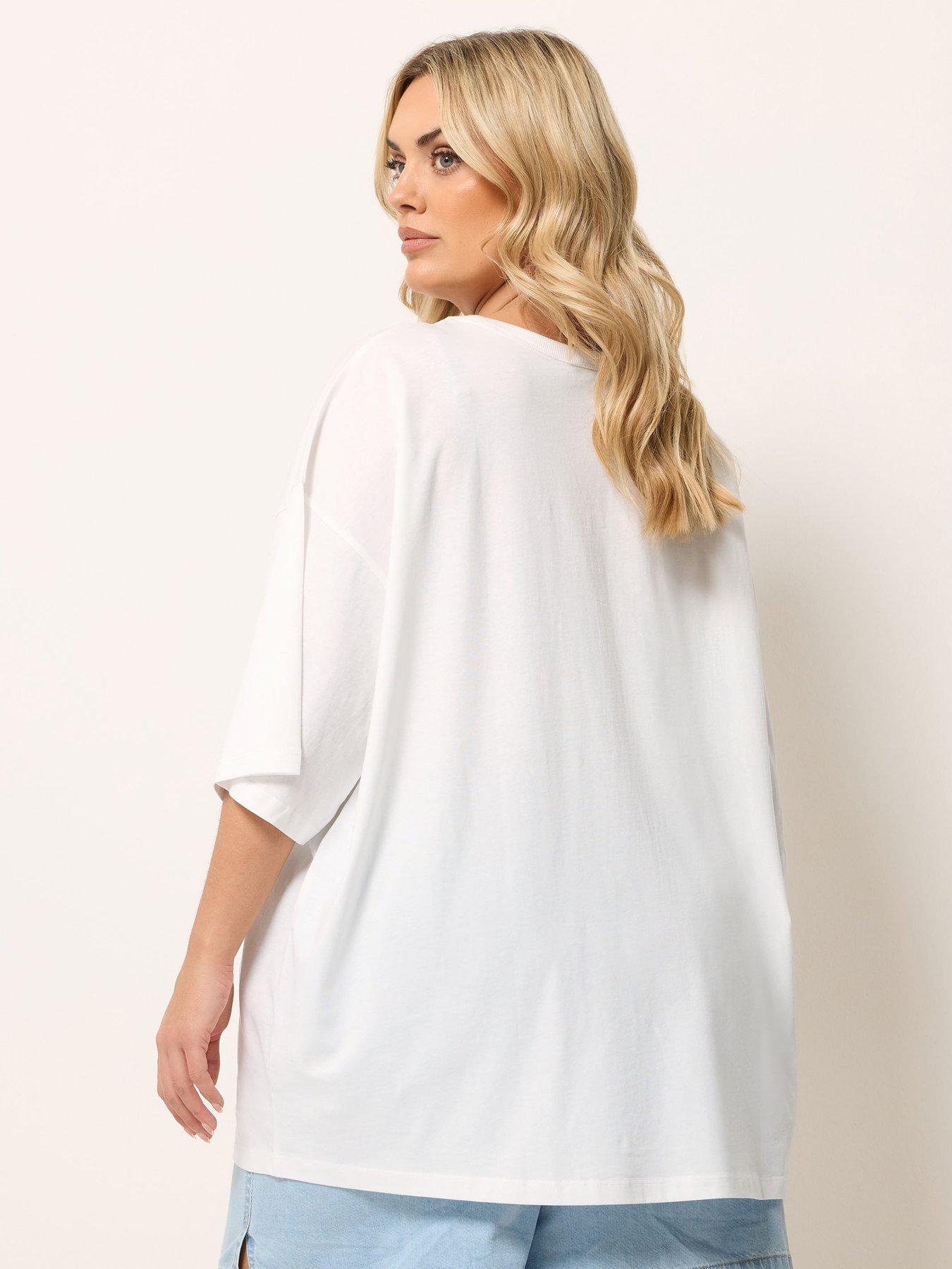 Image 2 of 5 of Yours Curve Placement Boxy T-Shirt - White