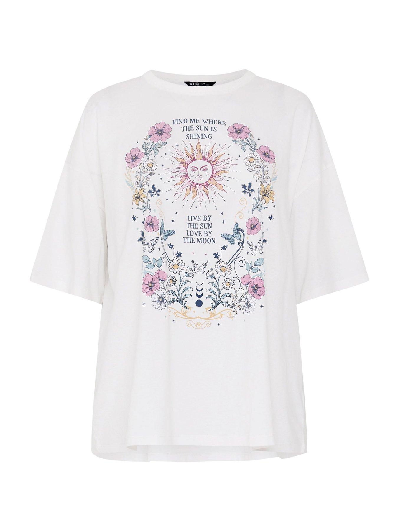 Image 5 of 5 of Yours Curve Placement Boxy T-Shirt - White