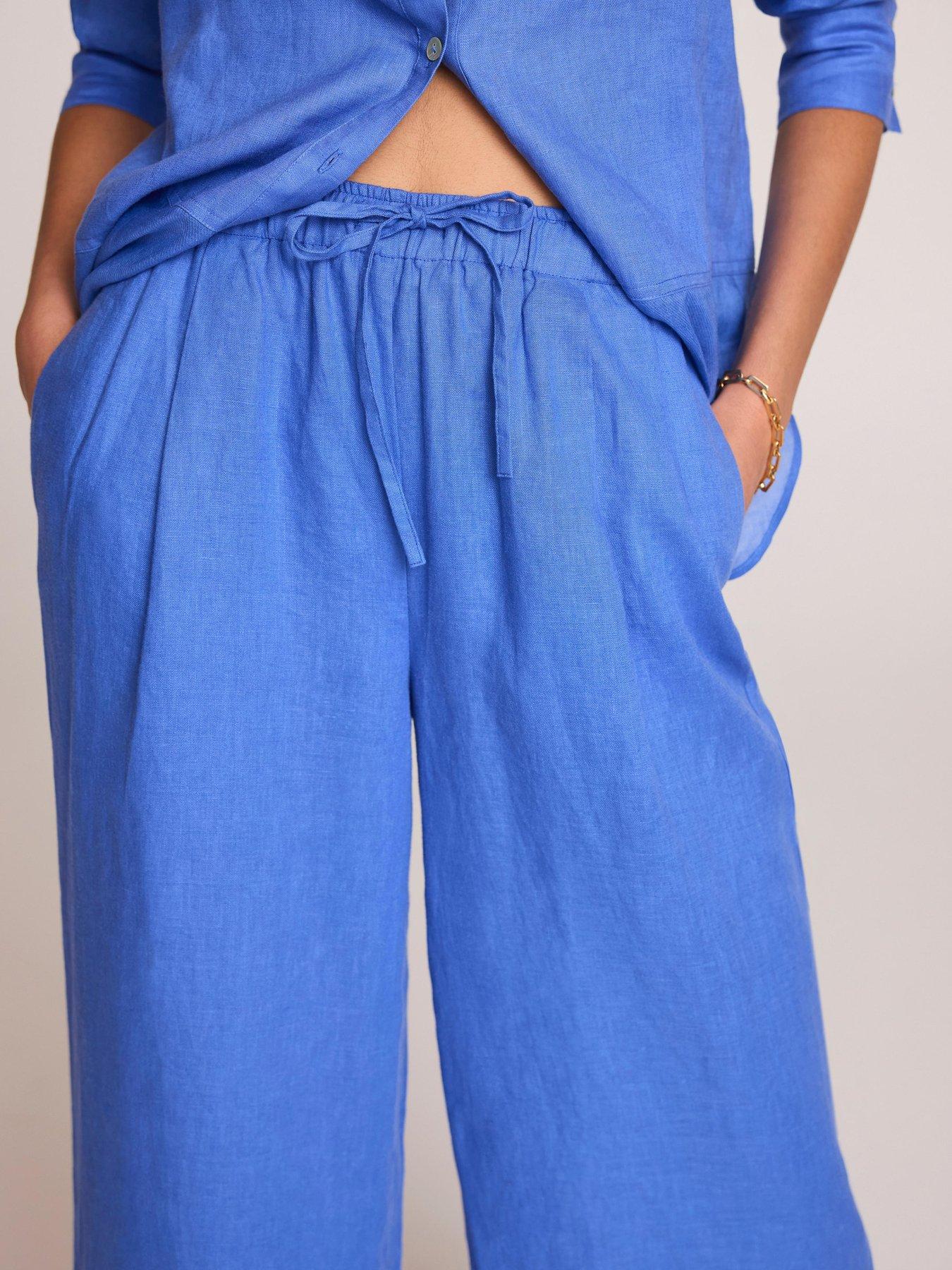 Image 3 of 6 of Mint Velvet Blue Linen Wide Trouser