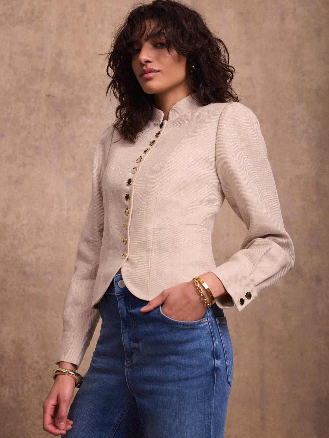 Image 2 of 6 of Mint Velvet Linen Poets Jacket - Cream