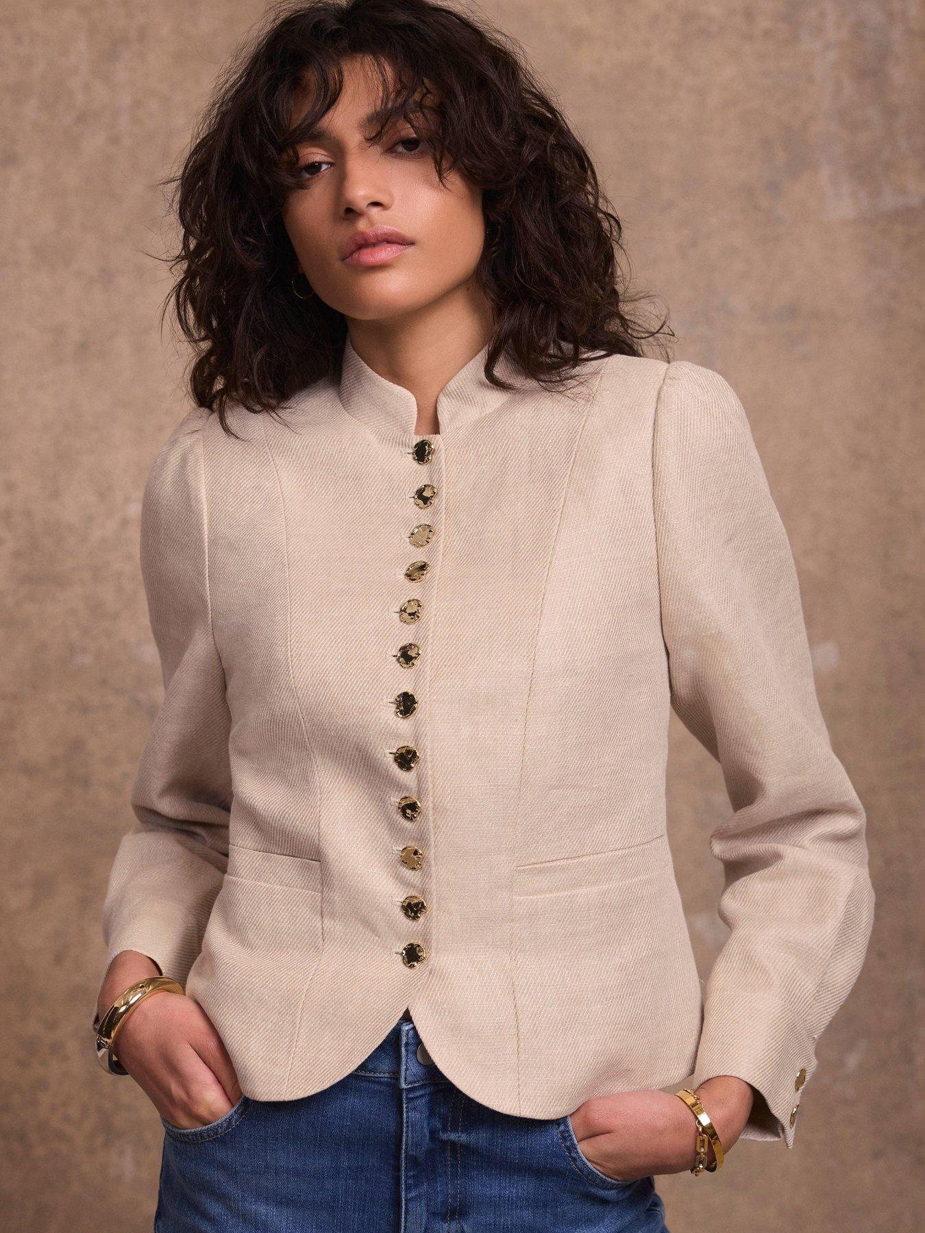 Image 4 of 6 of Mint Velvet Linen Poets Jacket - Cream
