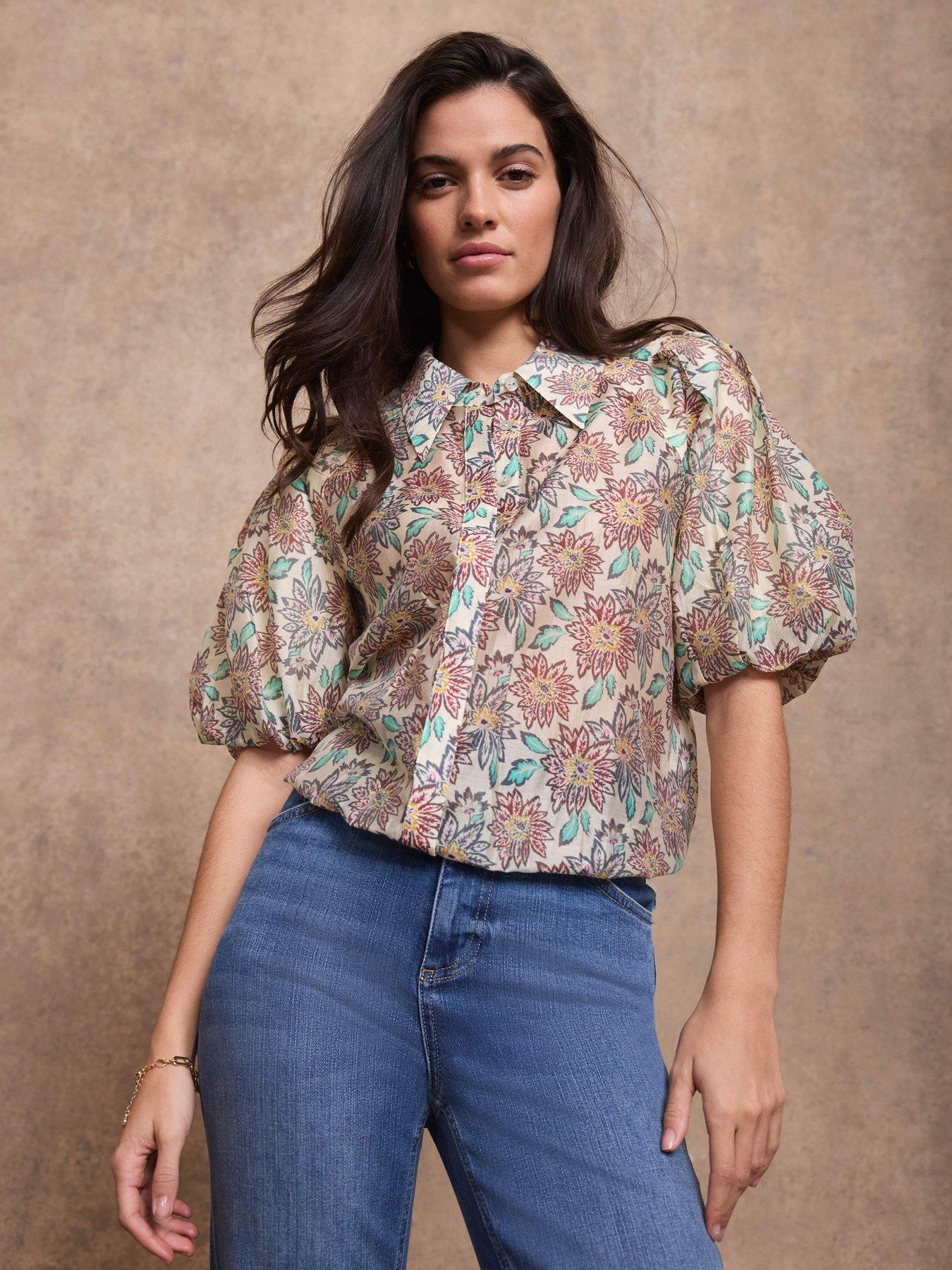 Mint Velvet Floral Print Puff Sleeve Shirt