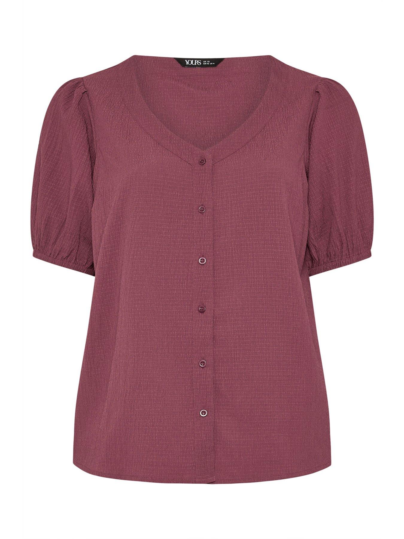 yours-curve-button-textured-short-sleeve-blousedetail