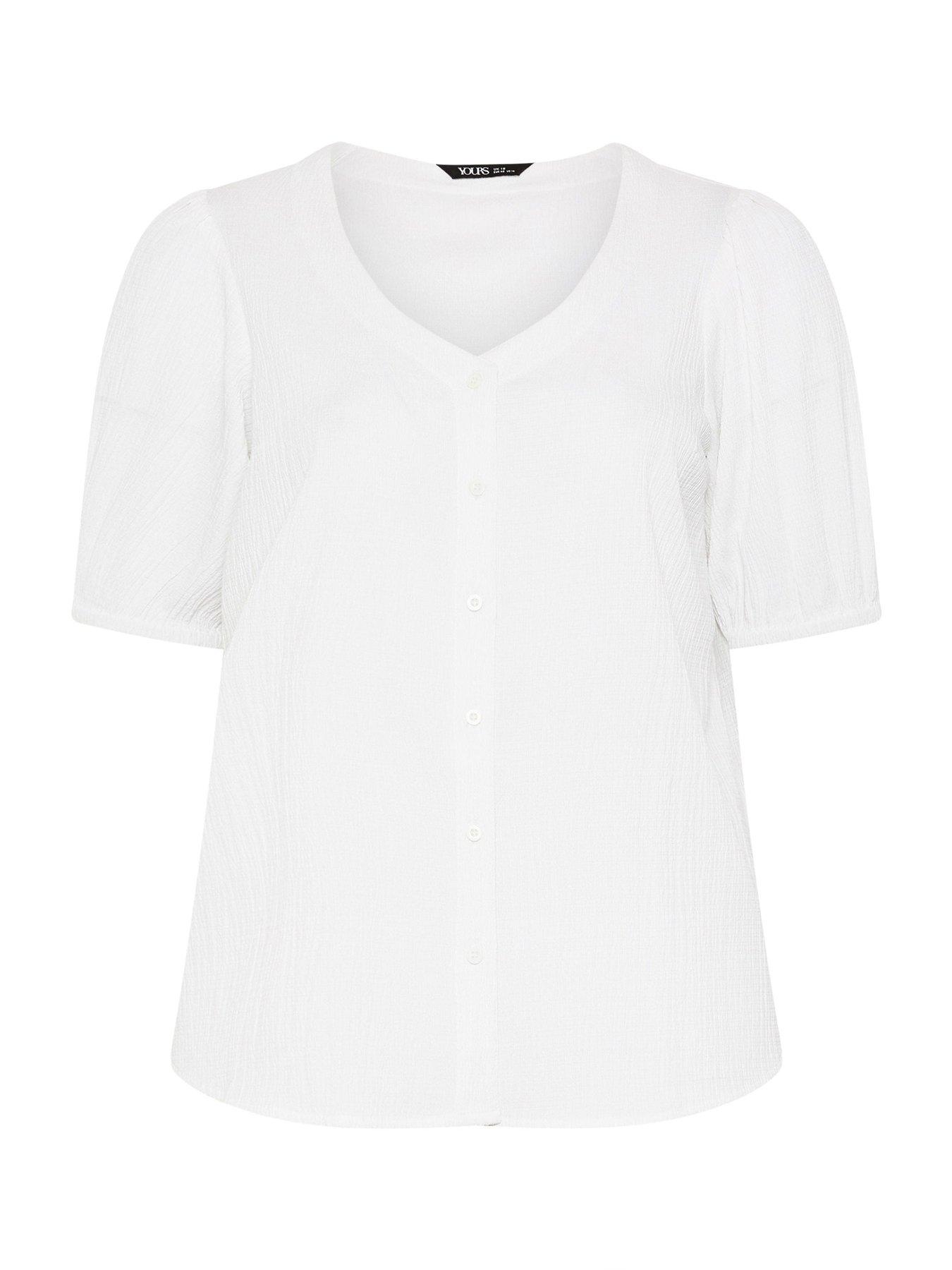 yours-curve-button-textured-short-sleeve-blousedetail