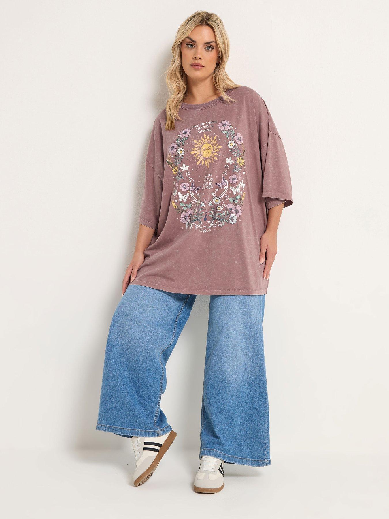 Image 3 of 5 of Yours Curve Placement Boxy T-shirt