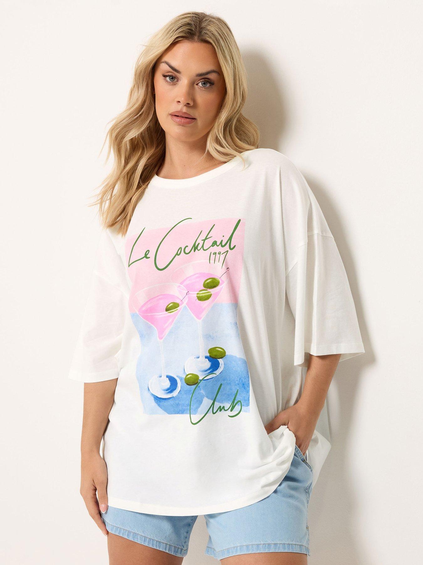 Yours Curve Placement Boxy T-Shirt - White