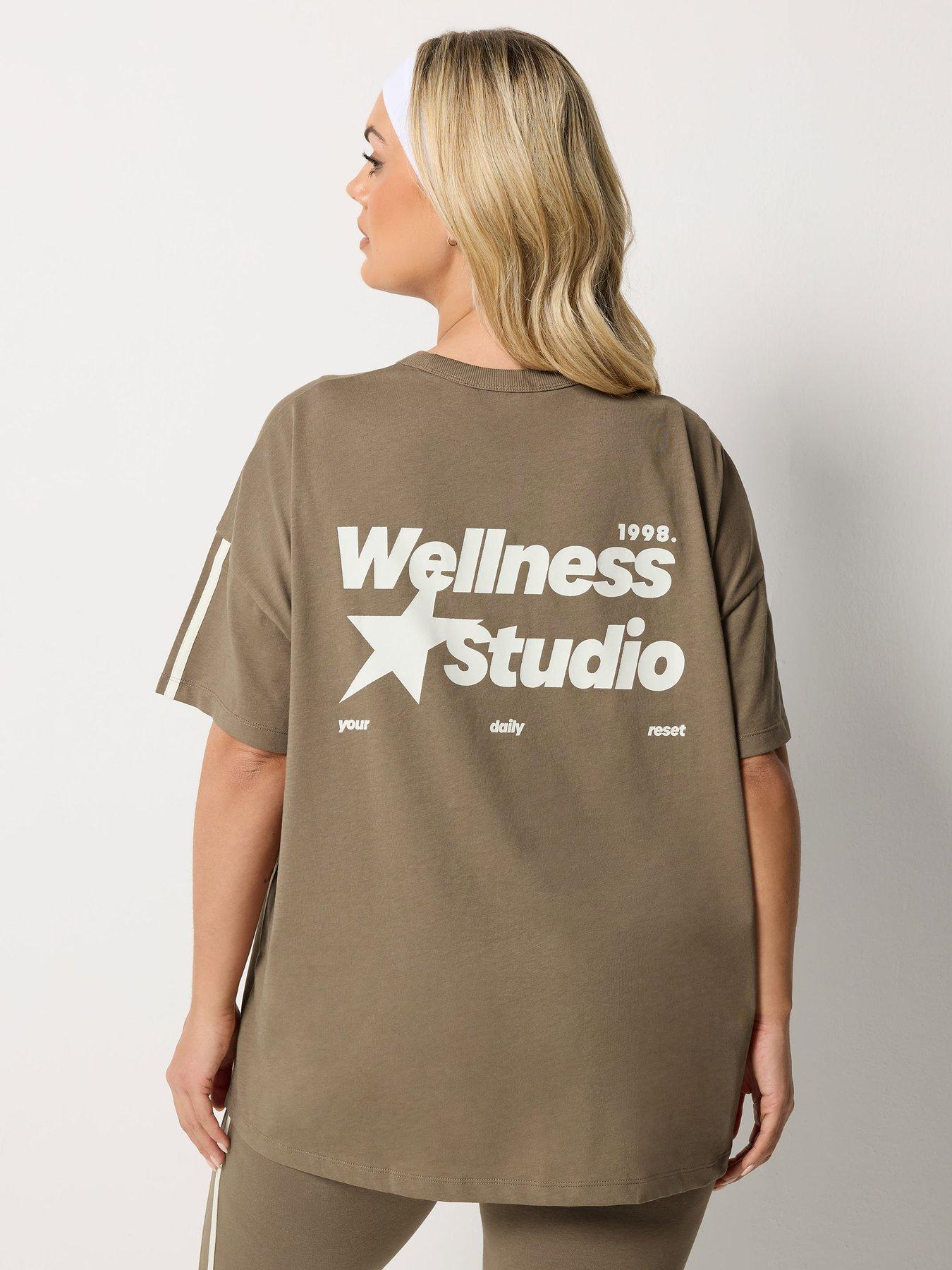 Image 2 of 5 of Yours Curve Wellness Studio Active T-Shirt - Brown
