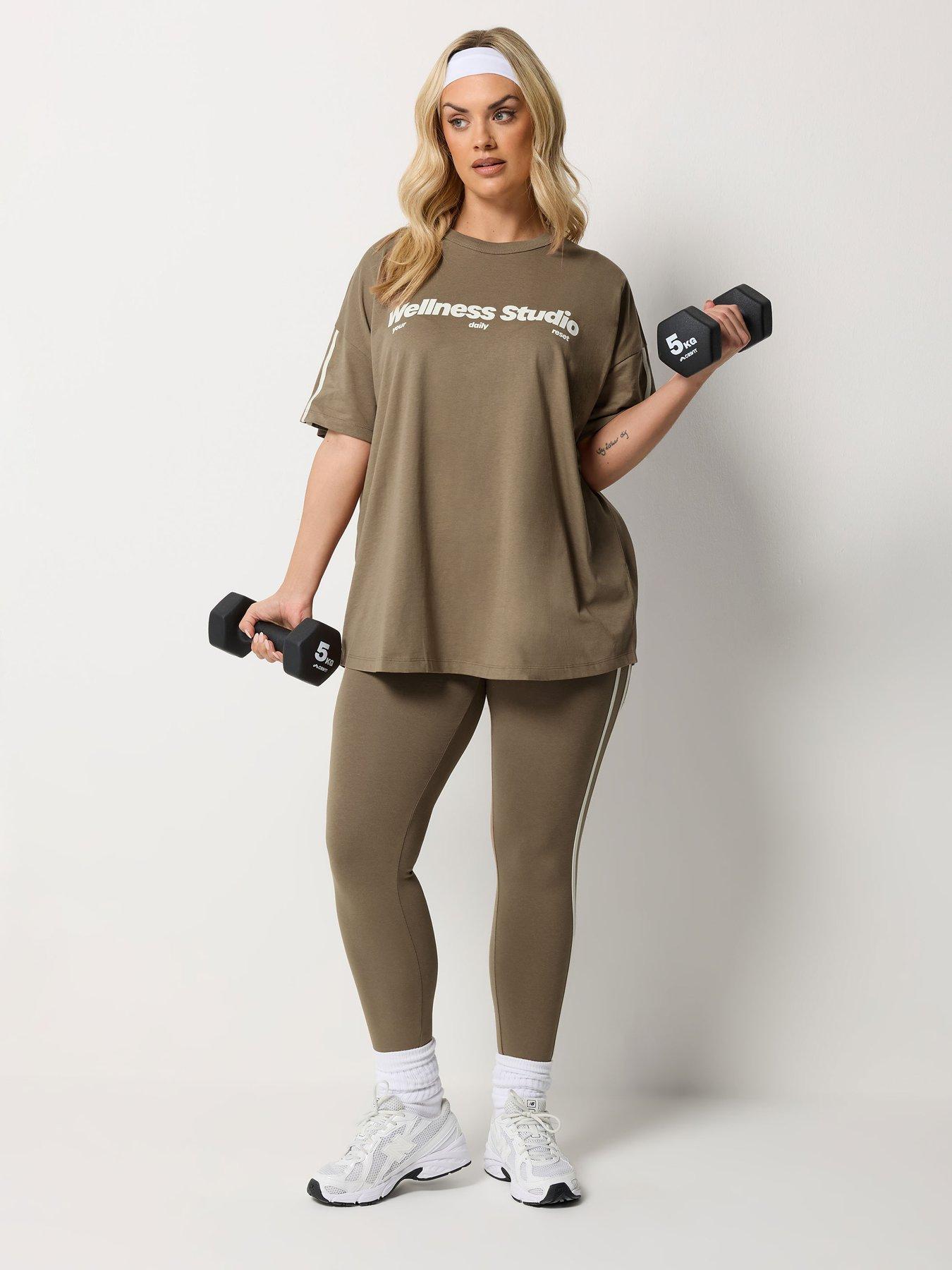 Image 3 of 5 of Yours Curve Wellness Studio Active T-Shirt - Brown