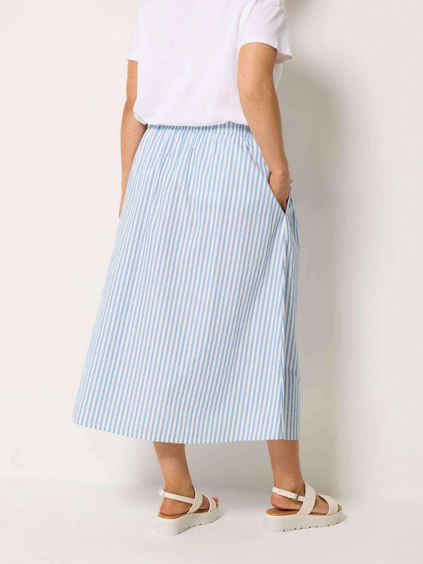 Image 2 of 5 of Yours Curve Stripe Poplin Midaxi Skirt