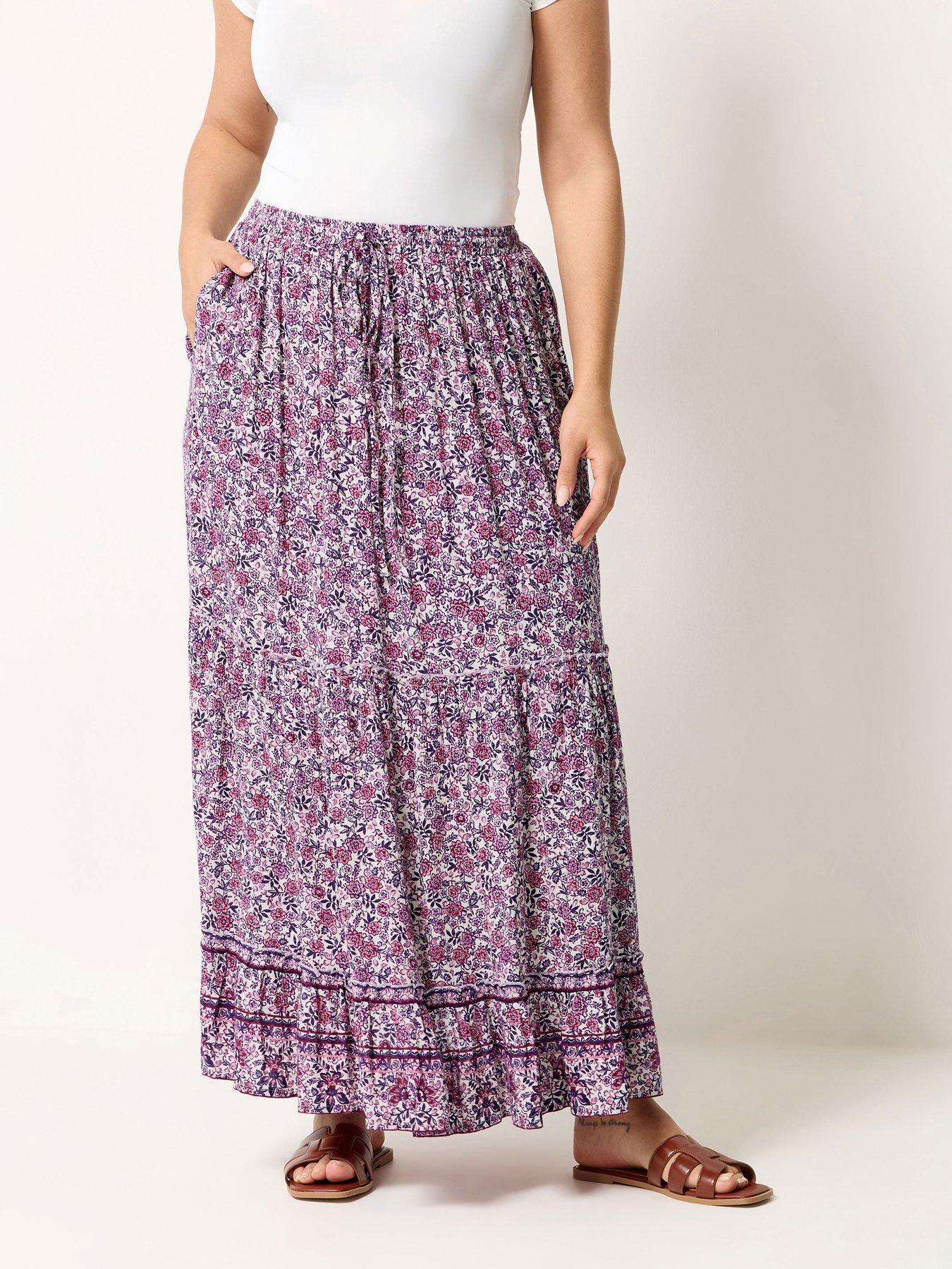 Yours Curve Ditsy Print Tie Skirt - Pink