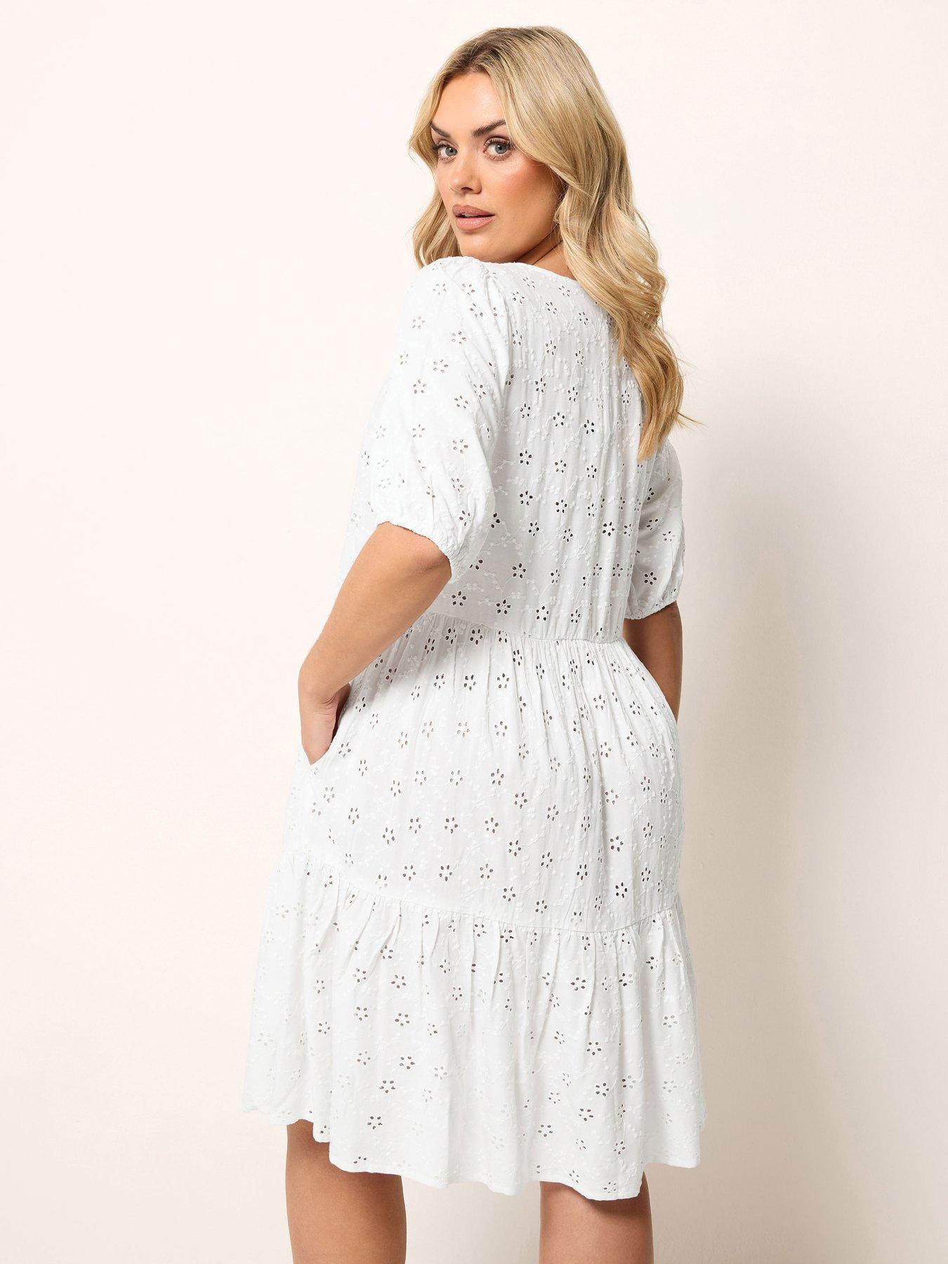 Image 2 of 5 of Yours Curve Broderie Tie Dress