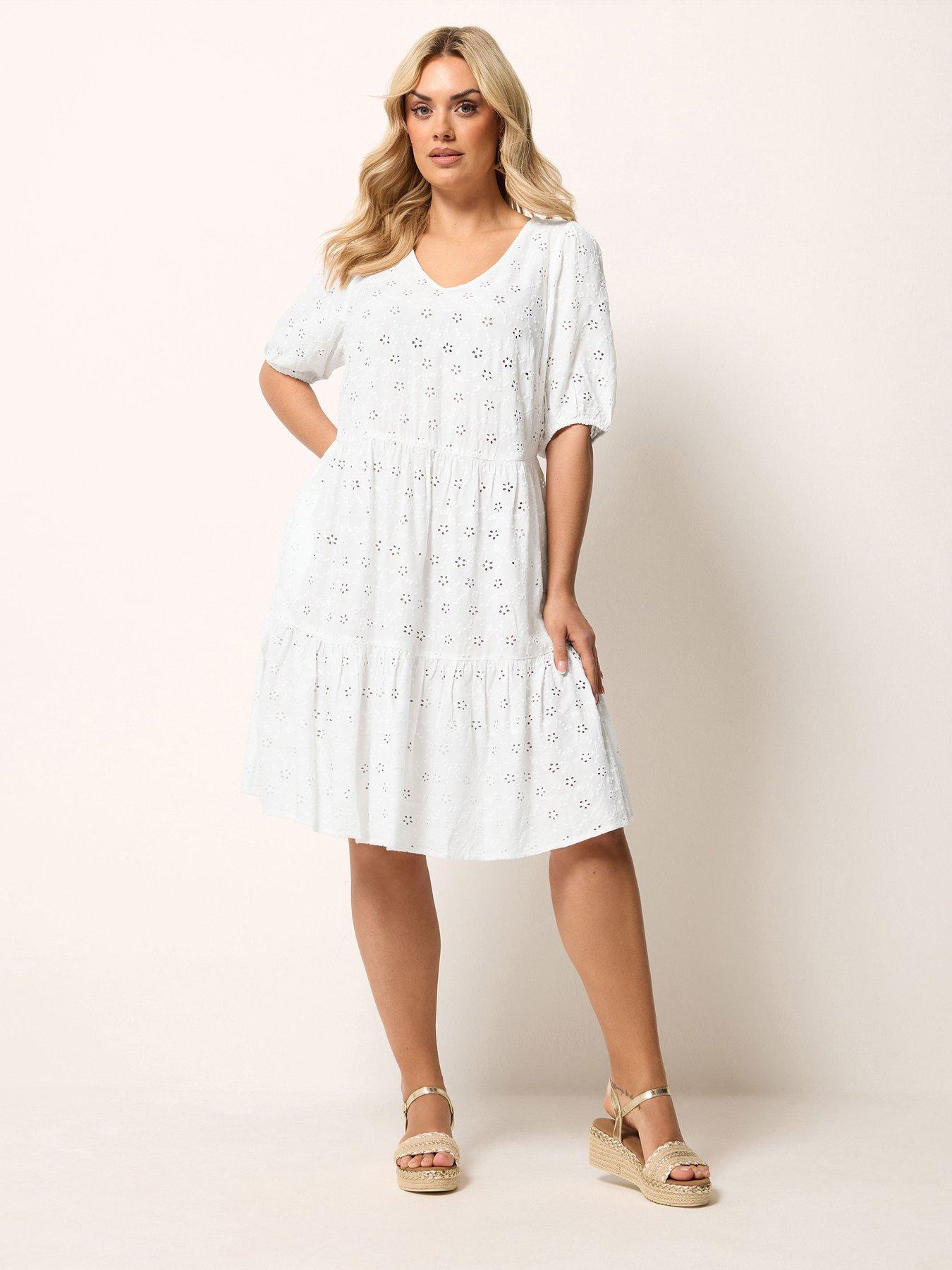 Image 3 of 5 of Yours Curve Broderie Tie Dress