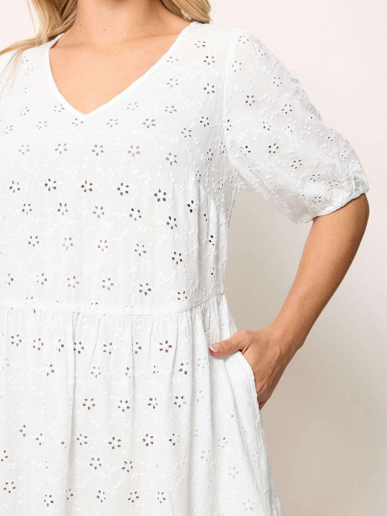 Image 4 of 5 of Yours Curve Broderie Tie Dress