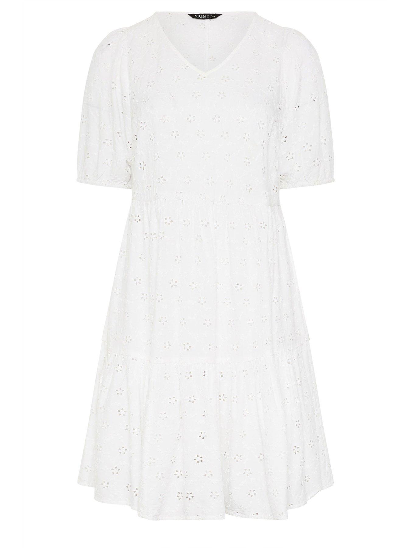 Image 5 of 5 of Yours Curve Broderie Tie Dress