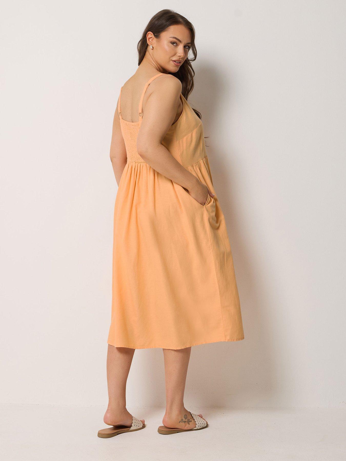 Image 2 of 5 of Yours Curve Linen Button Sundress