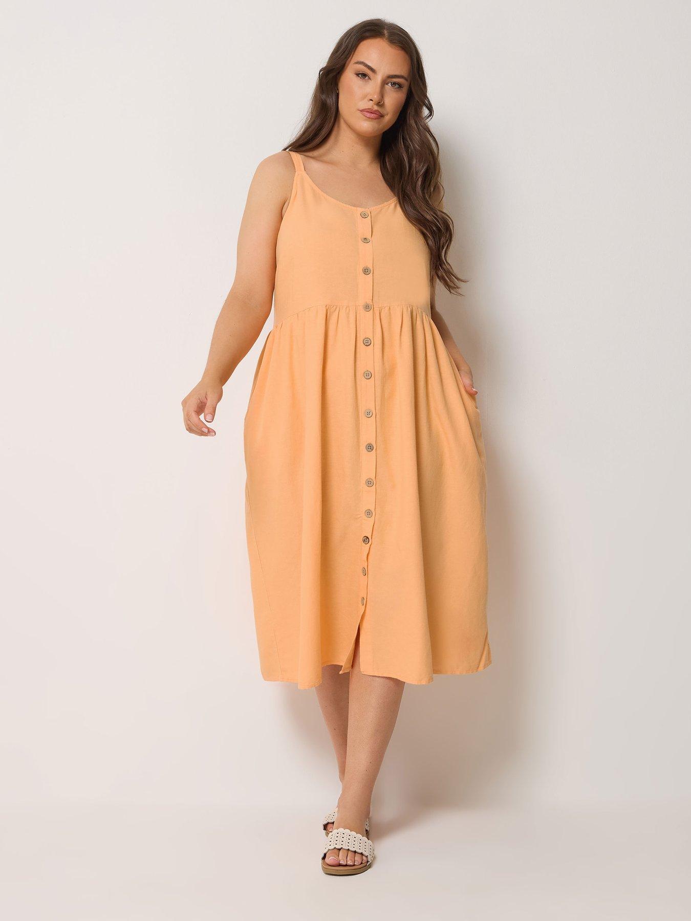 Image 3 of 5 of Yours Curve Linen Button Sundress