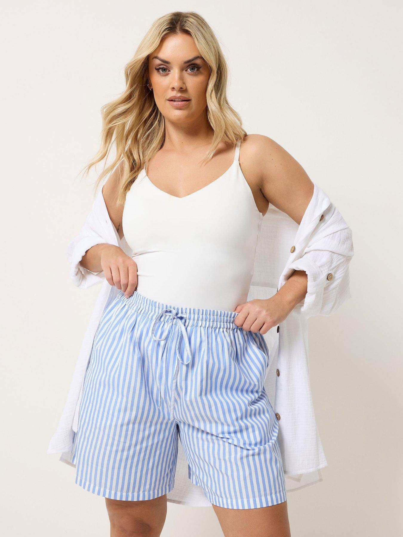 Image 1 of 5 of Yours Curve Stripe Woven Shorts