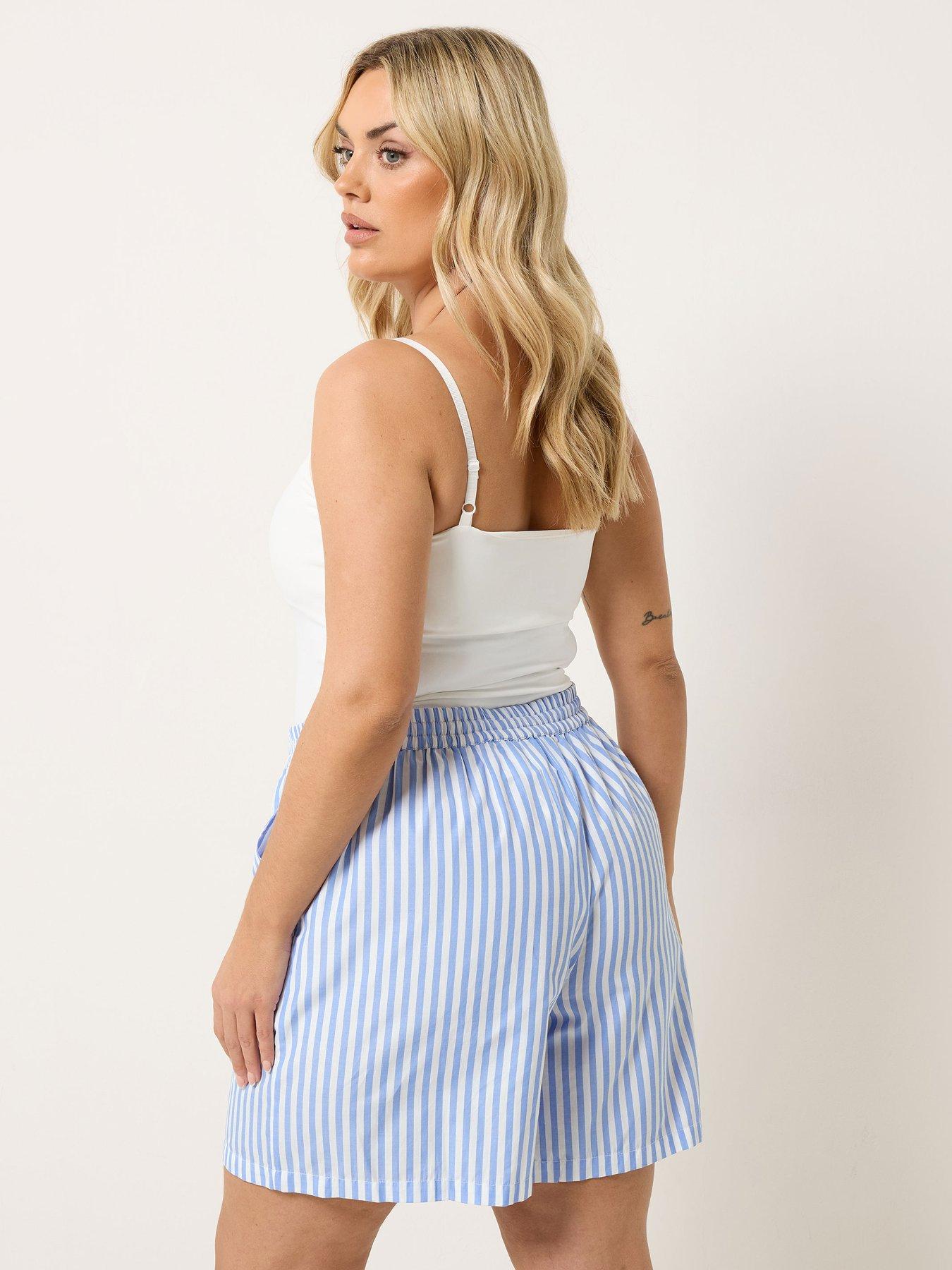 Image 2 of 5 of Yours Curve Stripe Woven Shorts