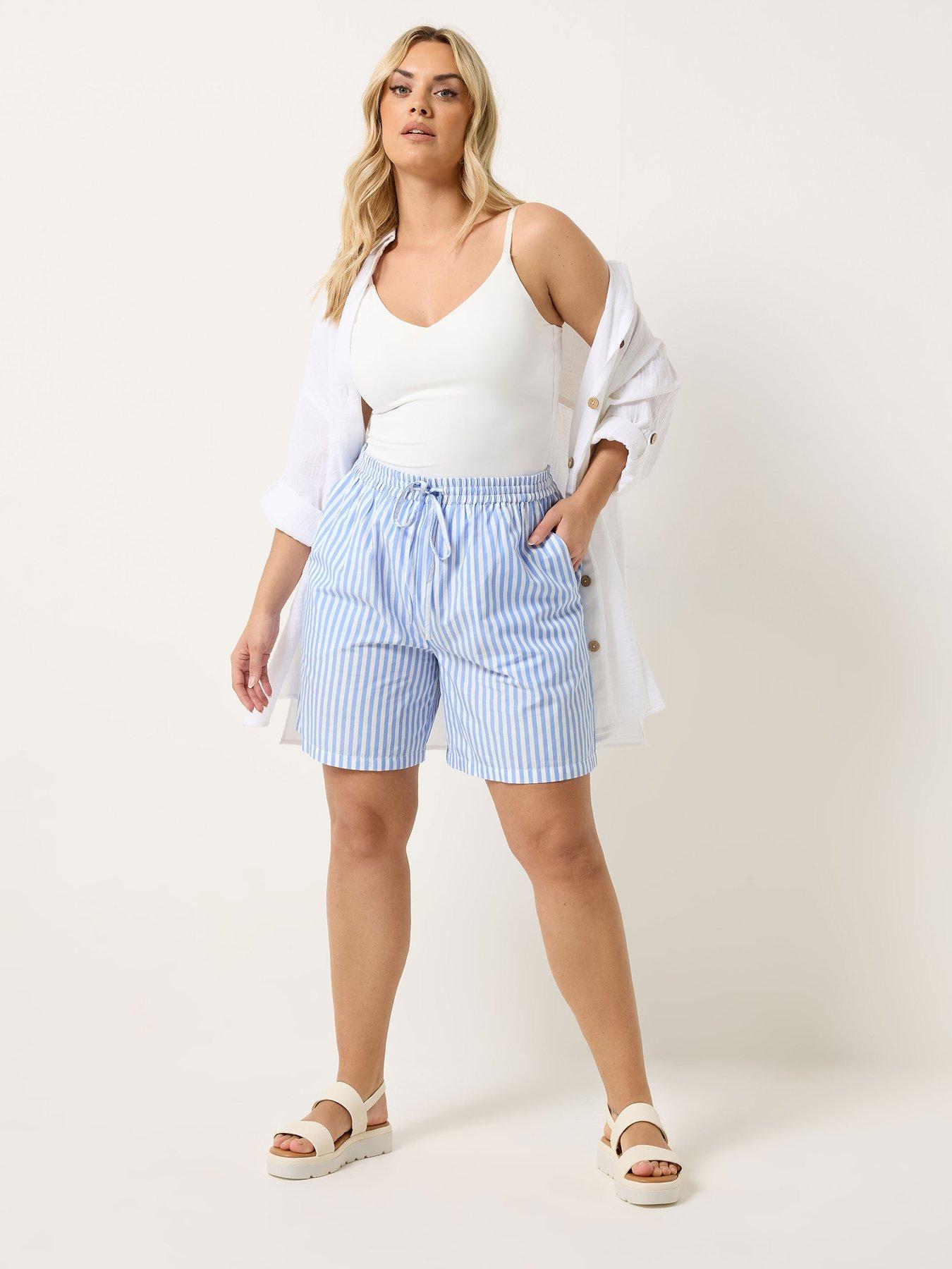 Image 3 of 5 of Yours Curve Stripe Woven Shorts