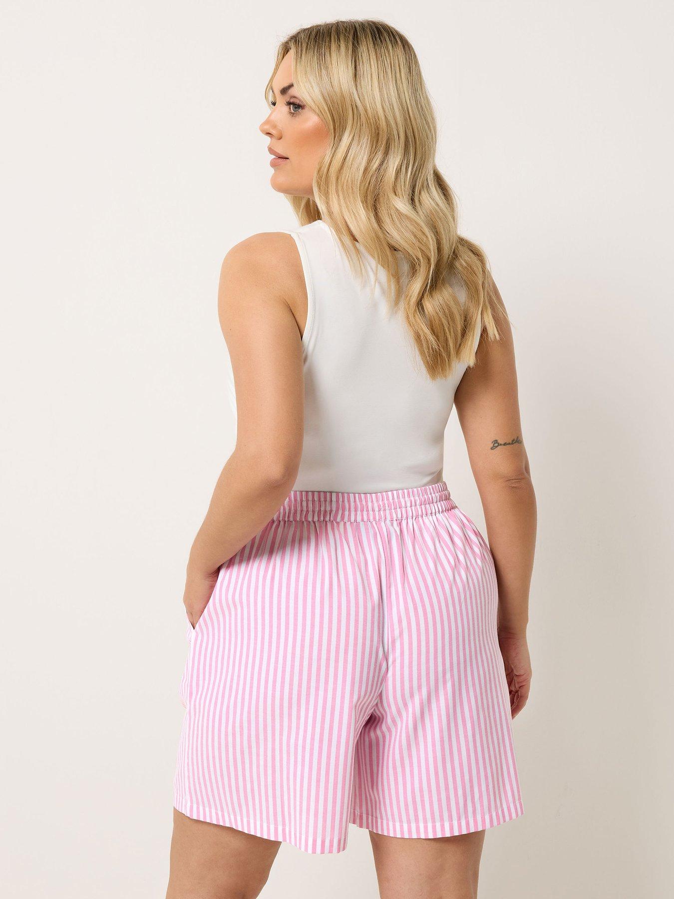 Image 2 of 5 of Yours Curve Stripe Woven Shorts
