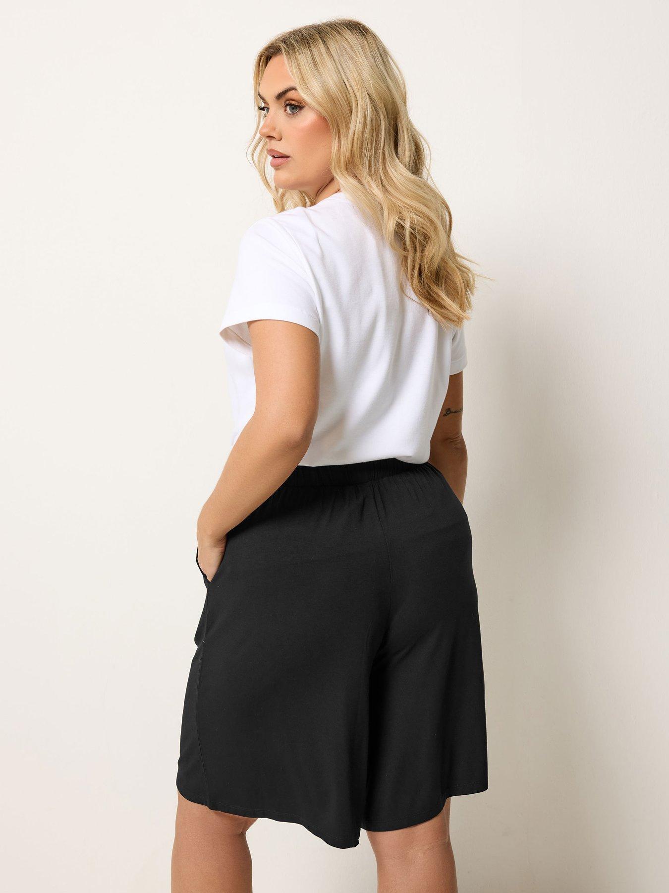 yours-curve-pull-on-jersey-shorts-blackstillFront
