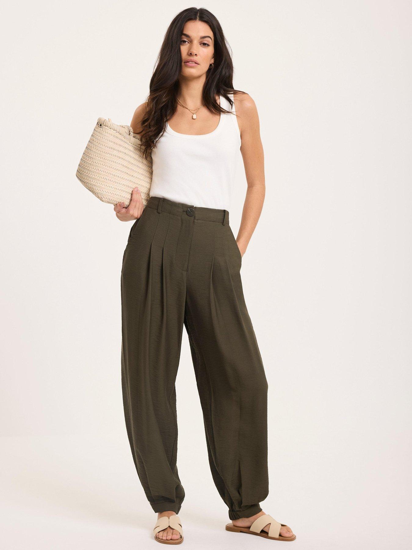Mint Velvet Khaki Cuffed Balloon Trousers - Green