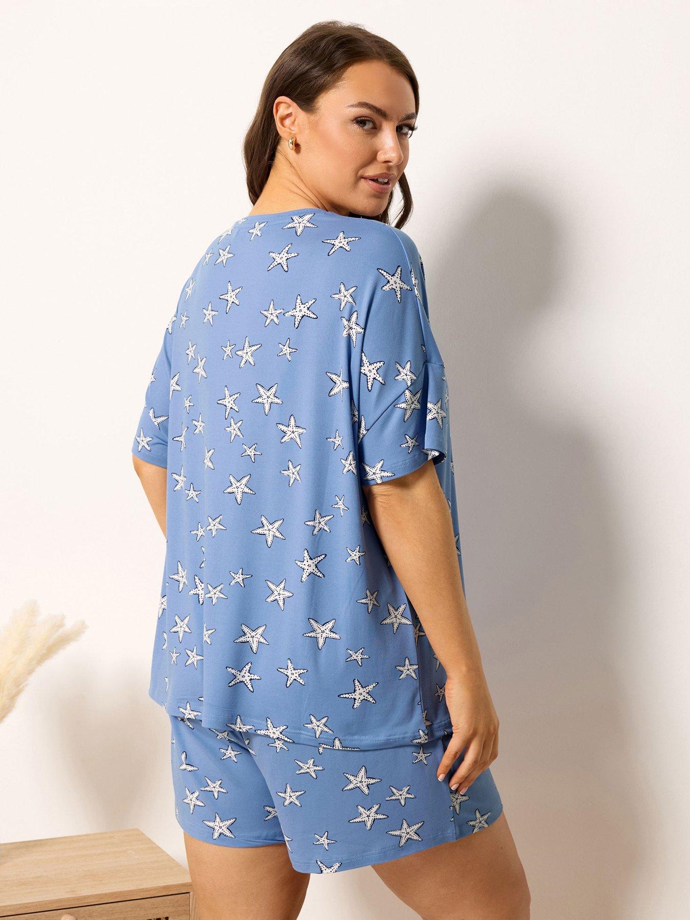 Image 2 of 4 of Yours Curve Soft Touch Starfish Pyjama Set - Blue