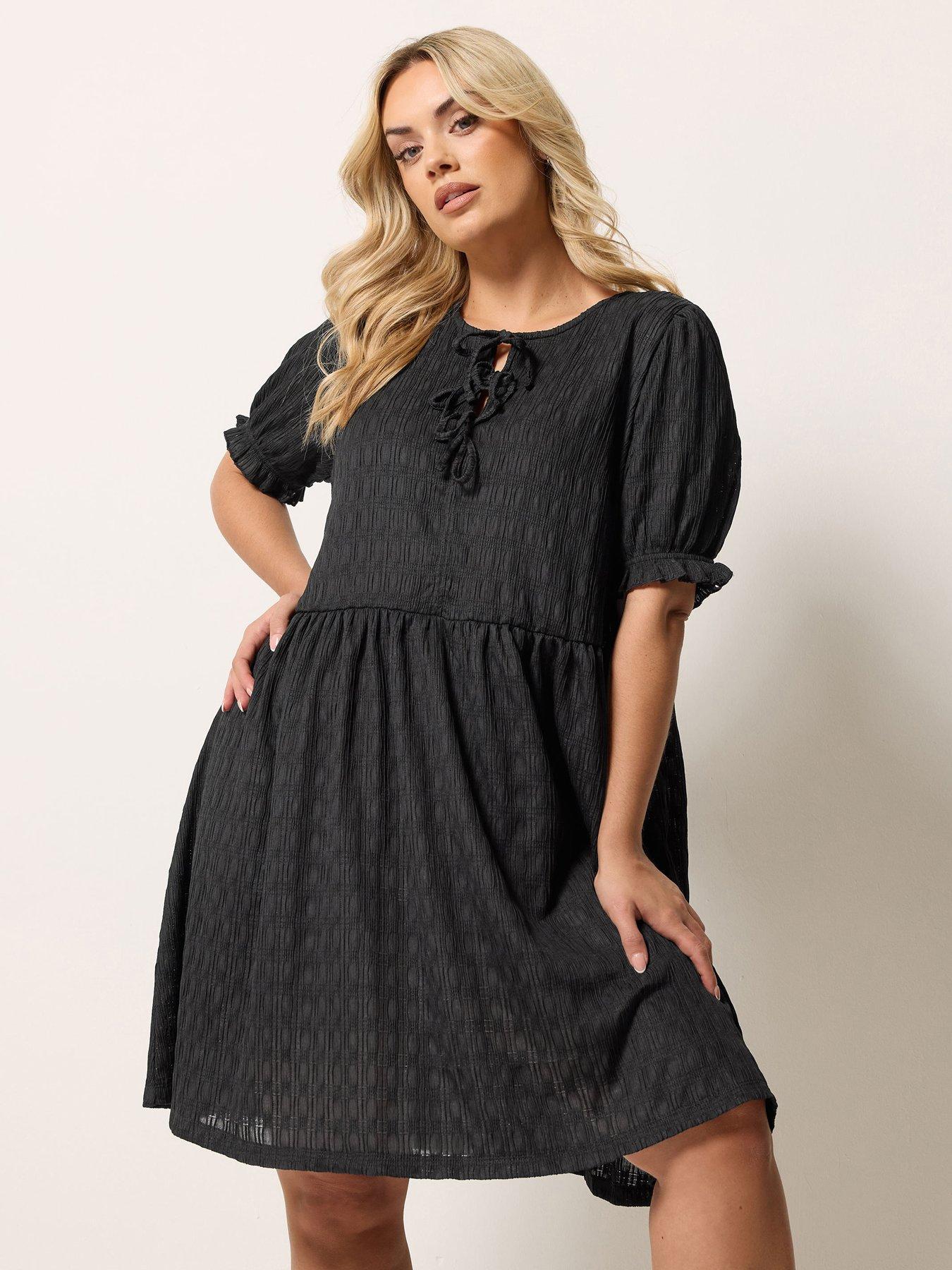 Image 1 of 5 of Yours Curve Bow Front Mini Dress - Black